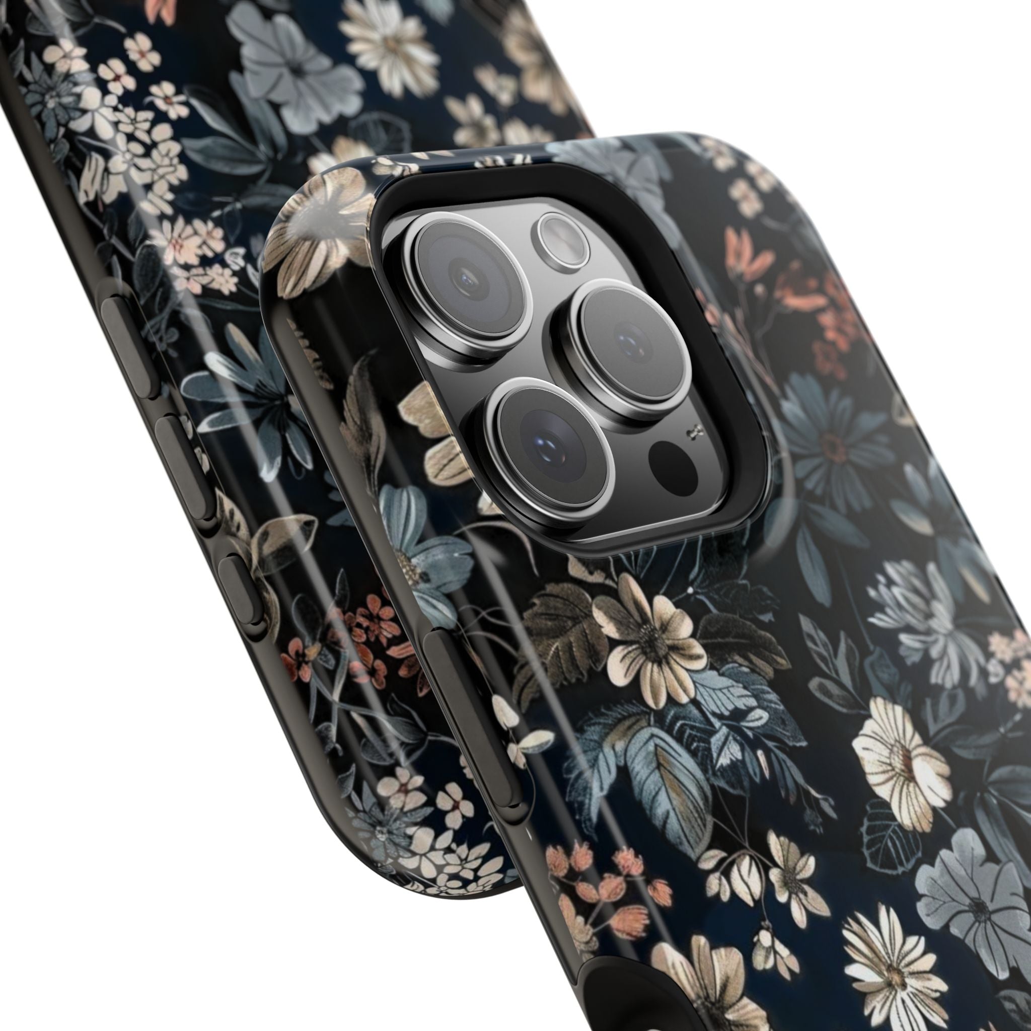 Black Florals Magnetic Phone Cases (Minimal)