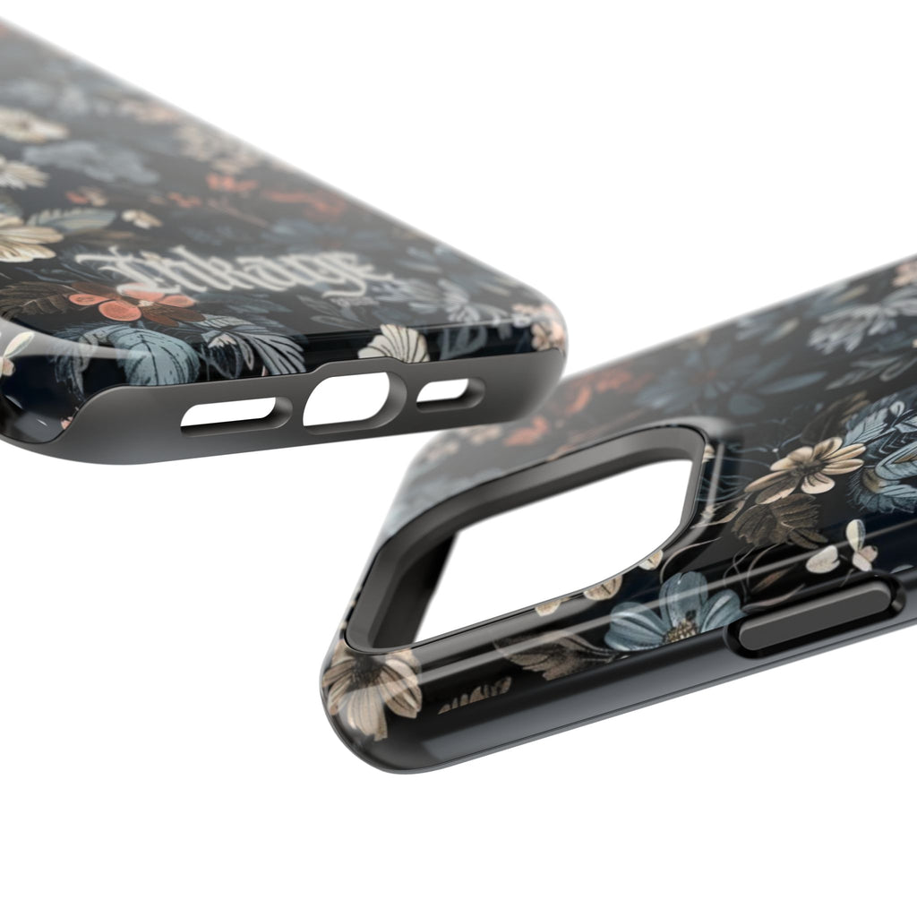 Black Florals Magnetic Phone Cases (Minimal)