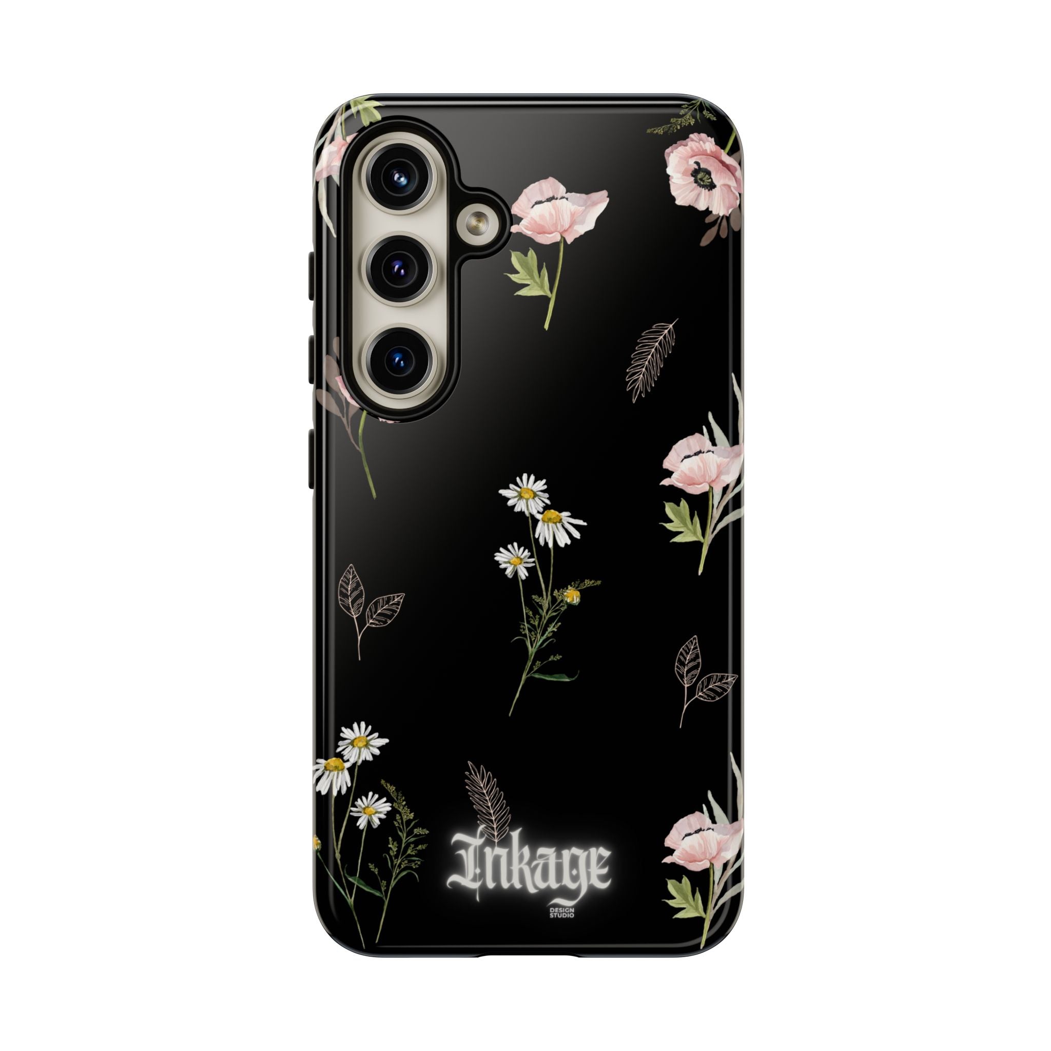 Elegant Black Floral Tough Phone Cases (Minimal)