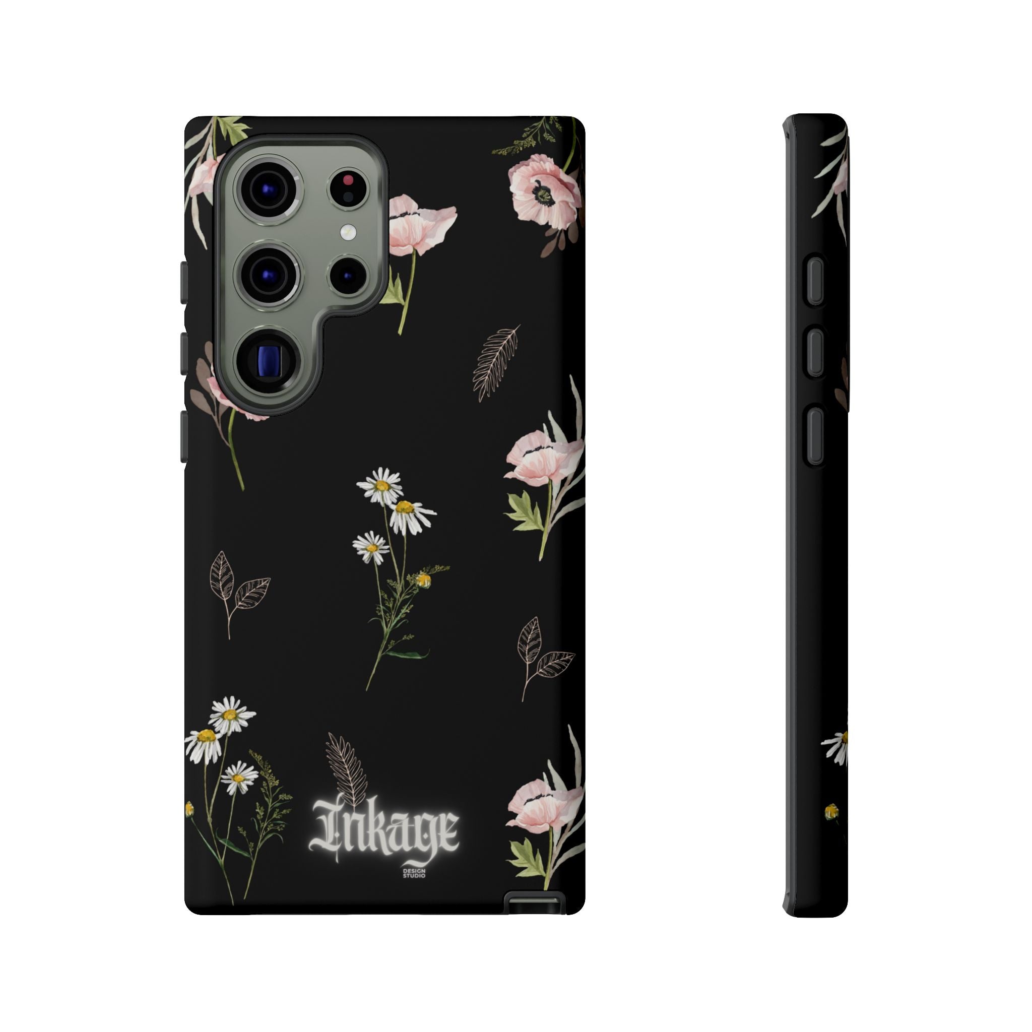 Elegant Black Floral Tough Phone Cases (Minimal)