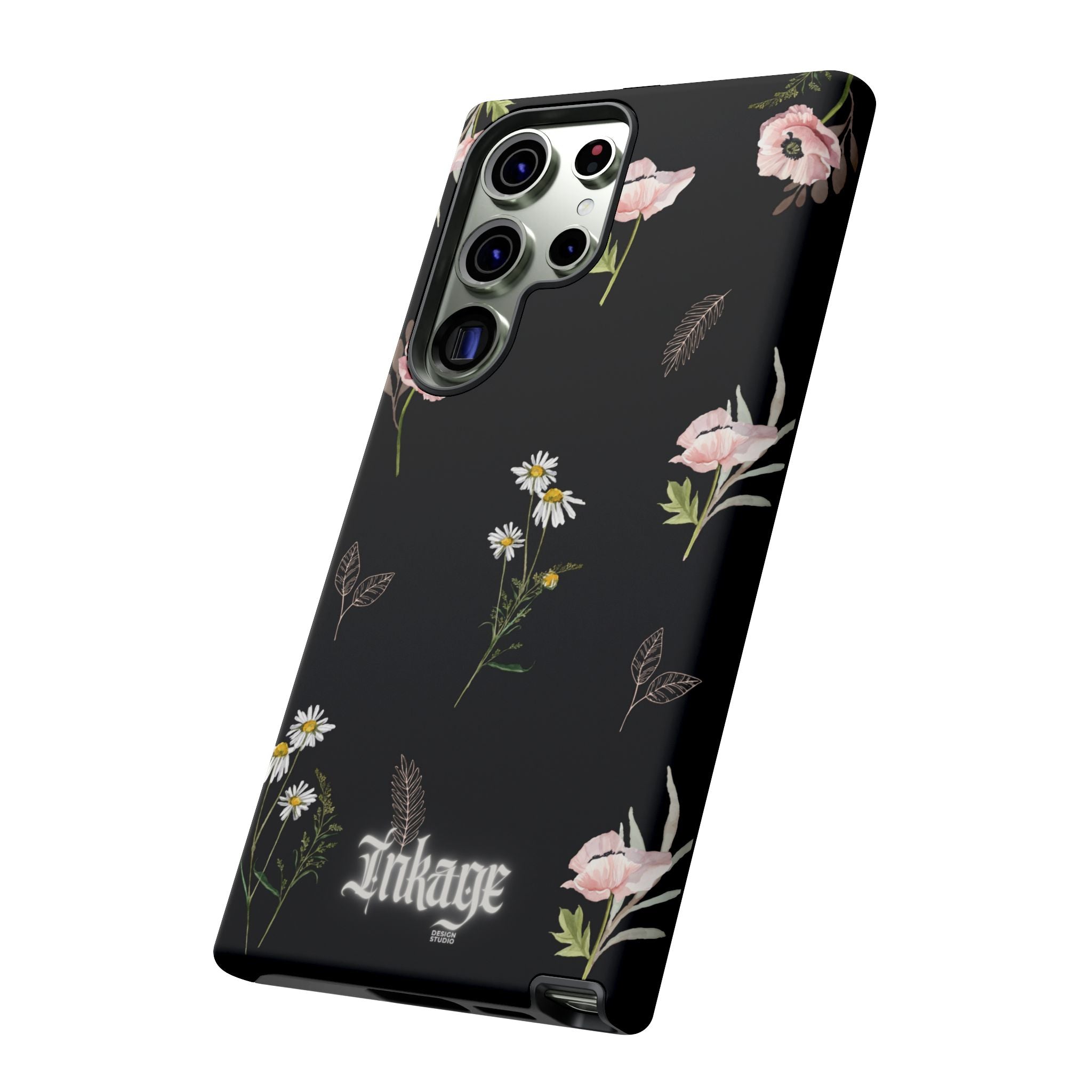 Elegant Black Floral Tough Phone Cases (Minimal)