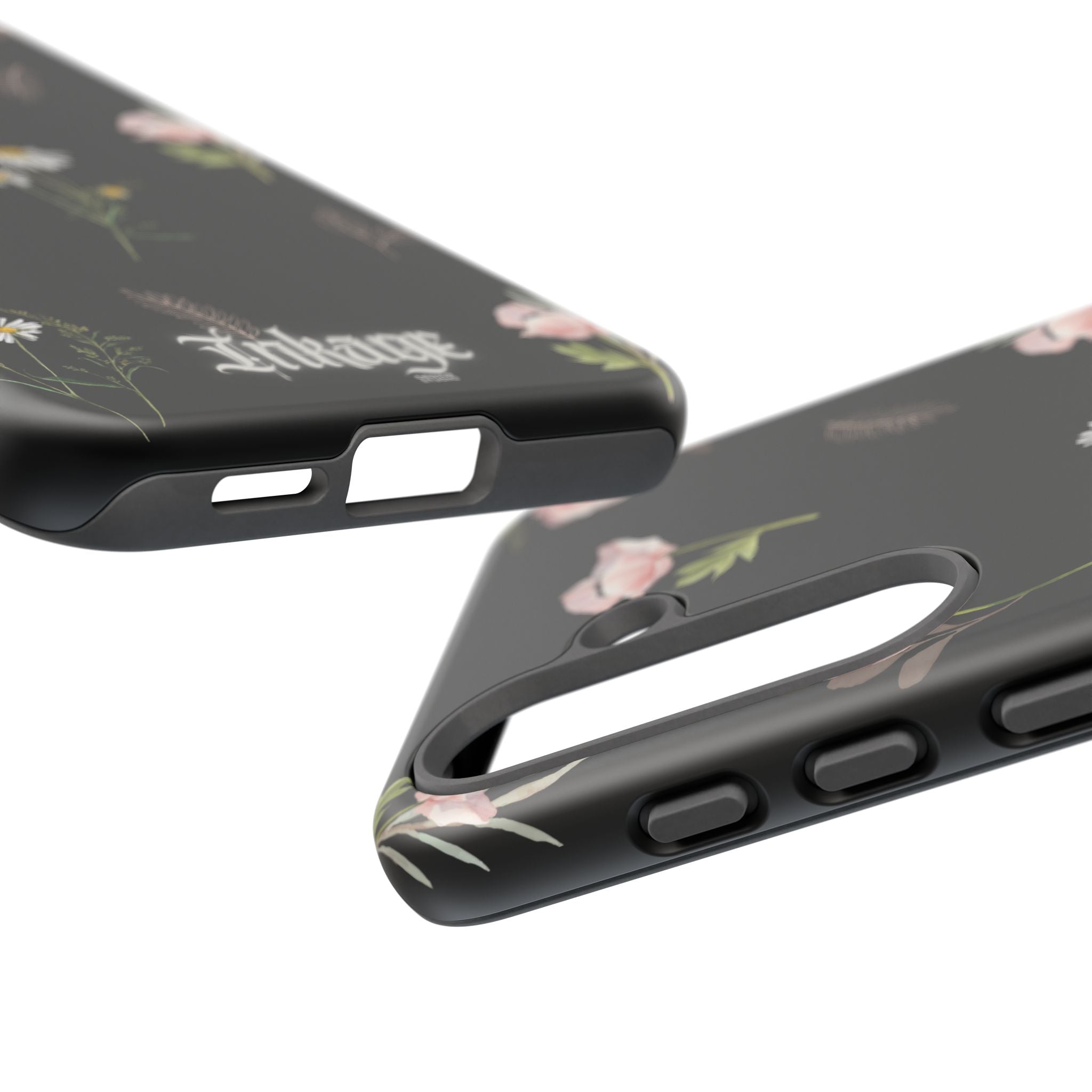 Elegant Black Floral Tough Phone Cases (Minimal)