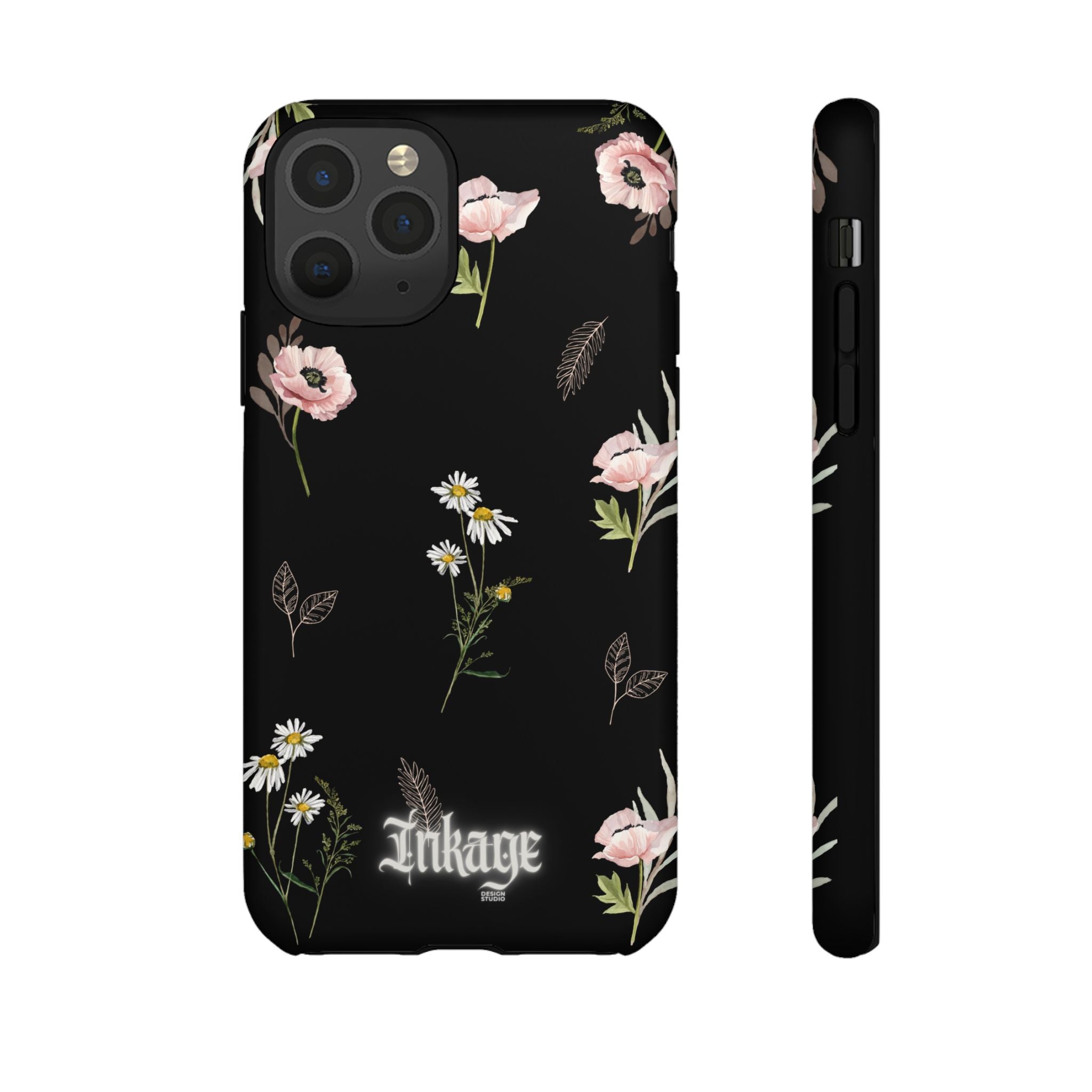 Elegant Black Floral Tough Phone Cases (Minimal)