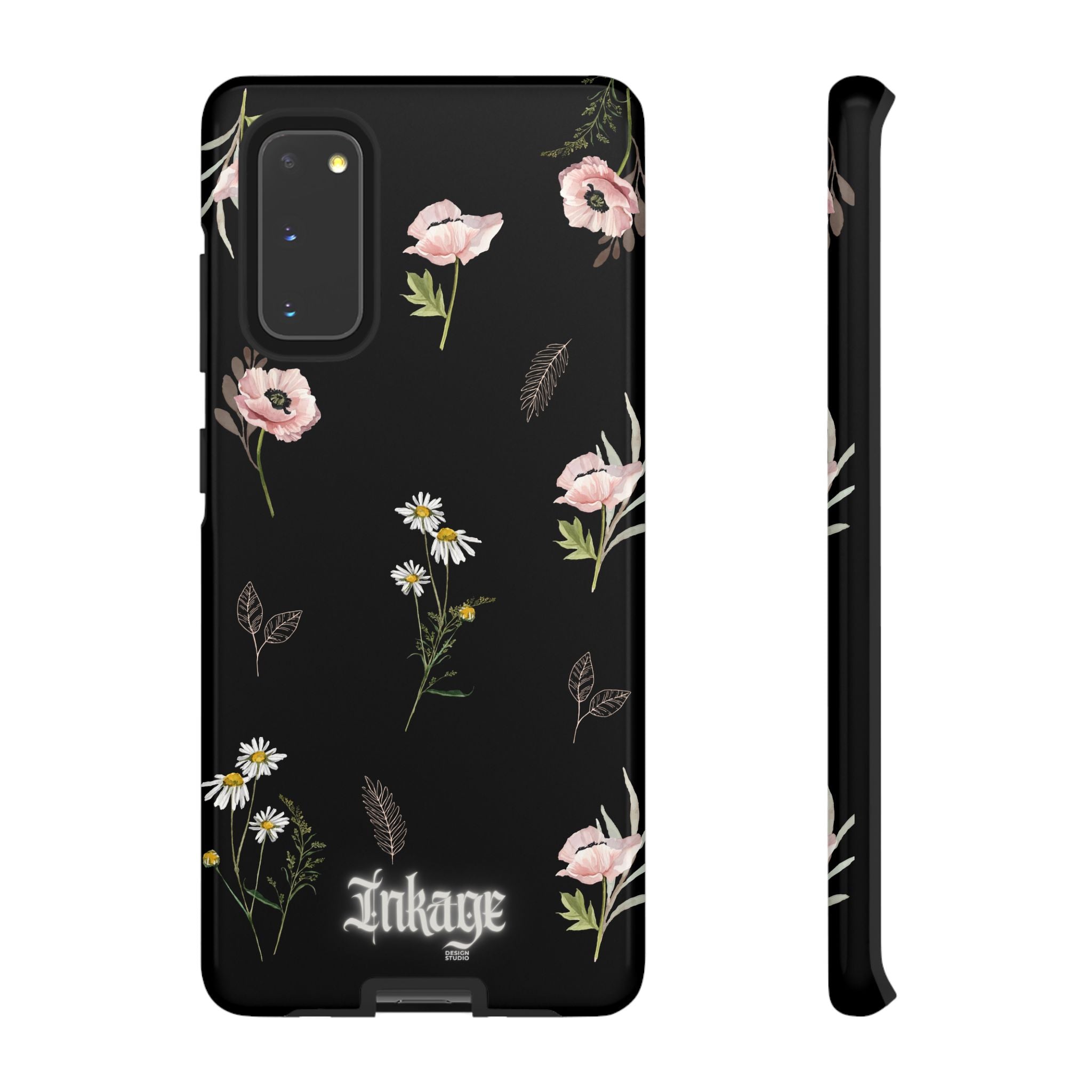 Elegant Black Floral Tough Phone Cases (Minimal)