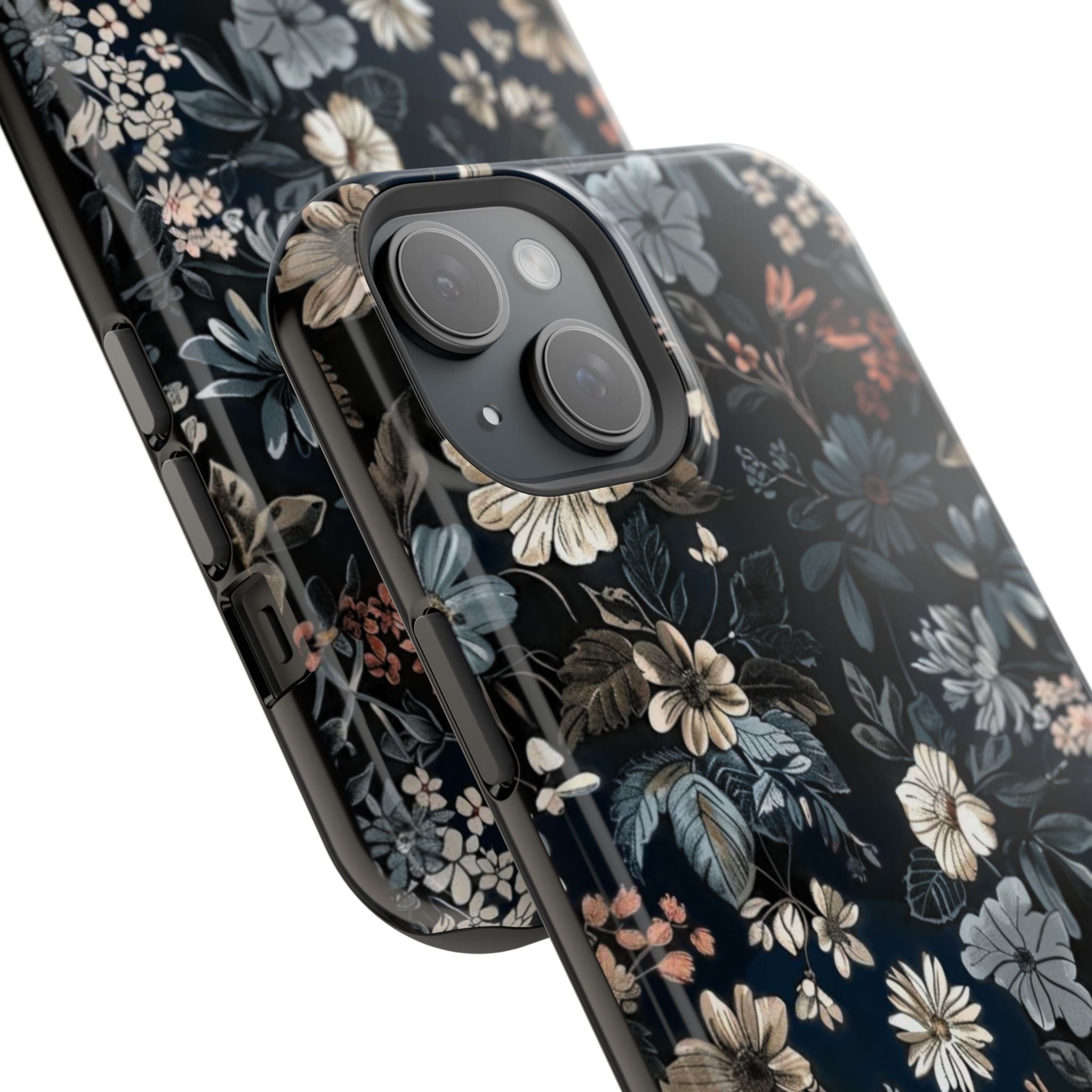 Black Florals Magnetic Phone Cases (Minimal)