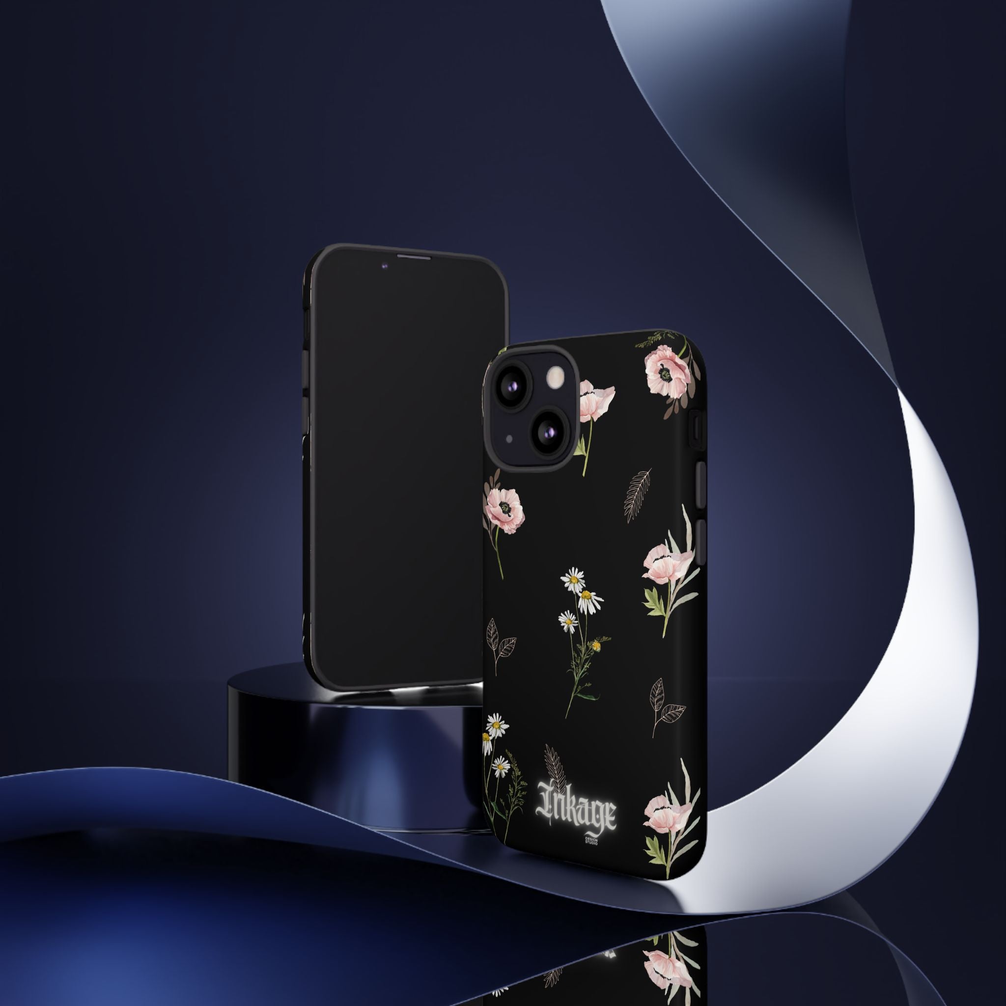 Elegant Black Floral Tough Phone Cases (Minimal)