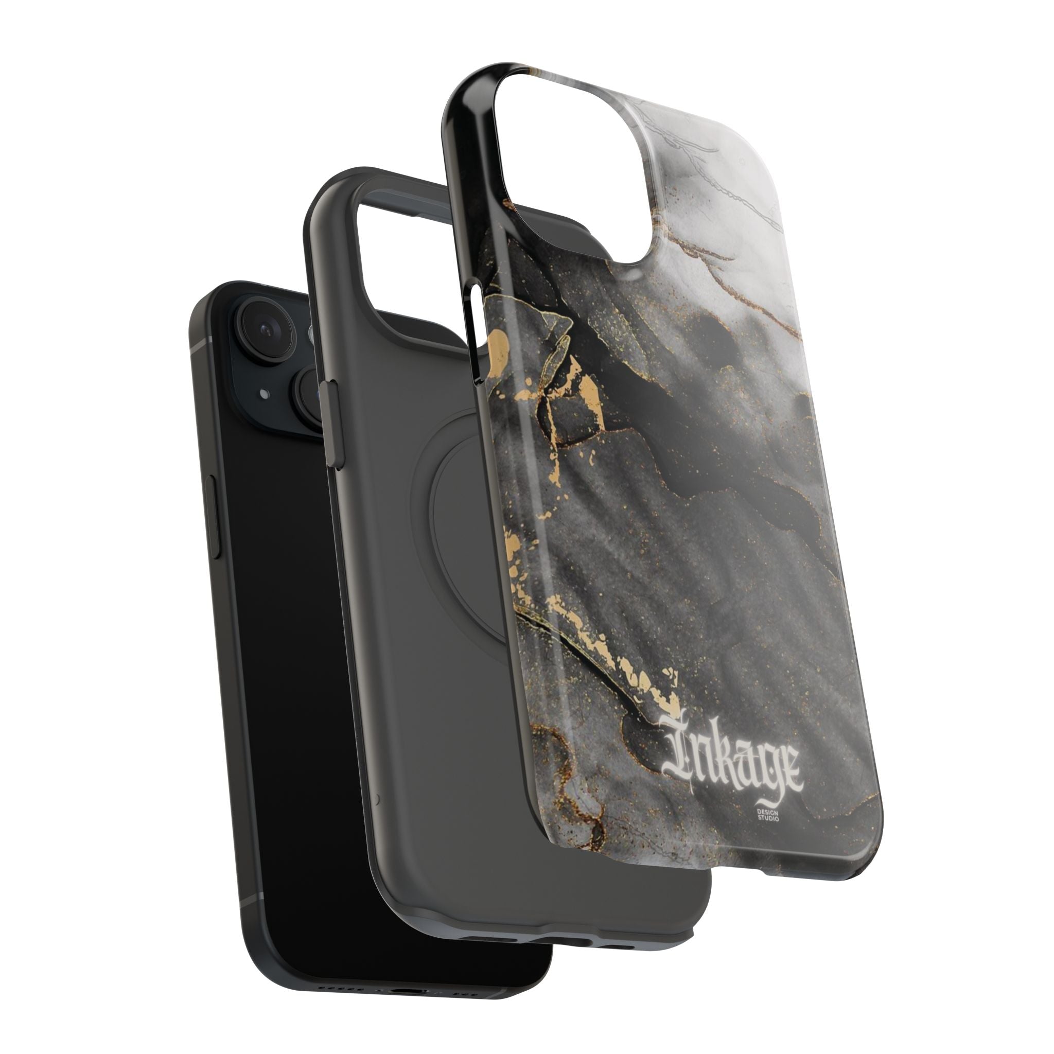 White Noir Marble Gold Foil Magnetic Phone Cases (Minimal)