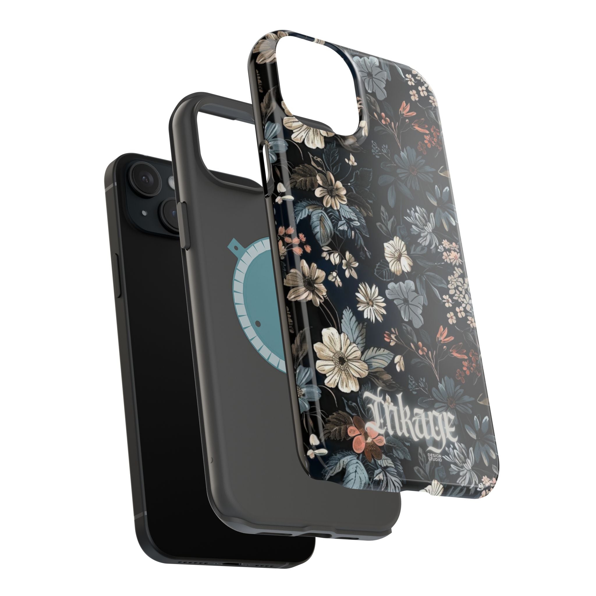 Black Florals Magnetic Phone Cases (Minimal)