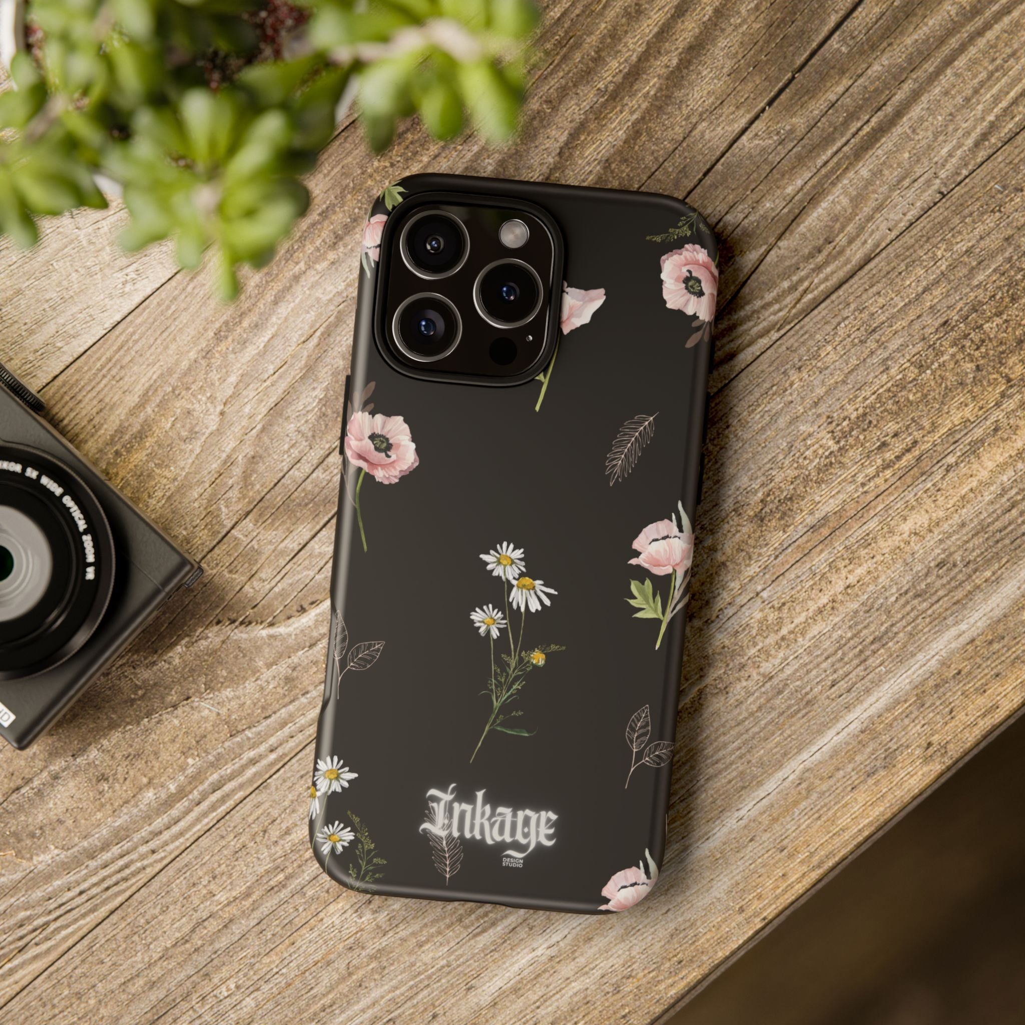 Elegant Black Florals Tough Phone Cases (Minimal)