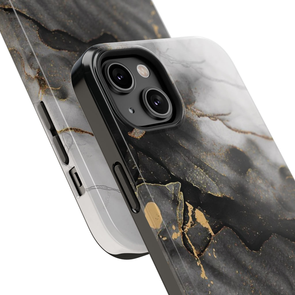 White Noir Marble Gold Foil Magnetic Phone Cases (Minimal)