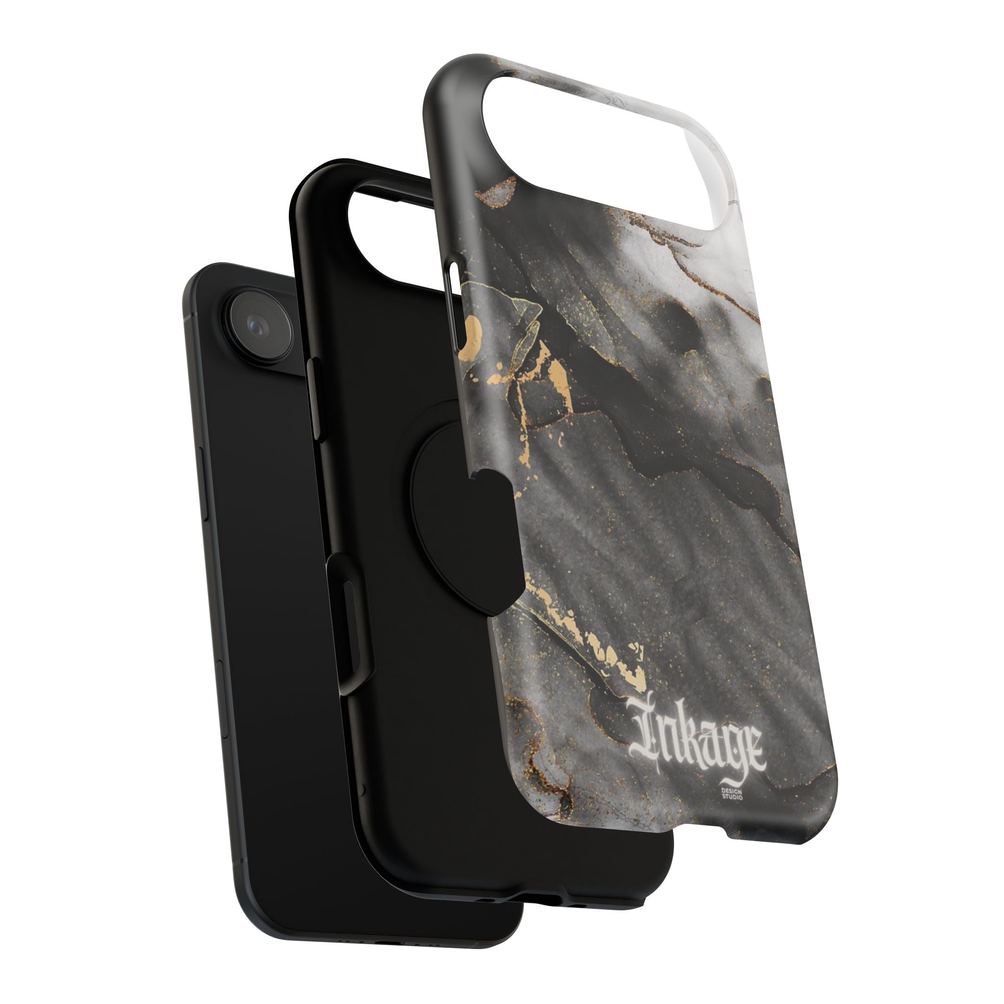 White Noir Marble Gold Foil Magnetic Phone Cases (Minimal)