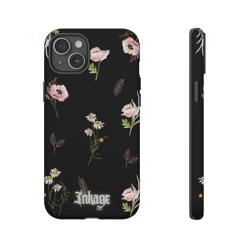 Elegant Black Floral Tough Phone Cases (Minimal)