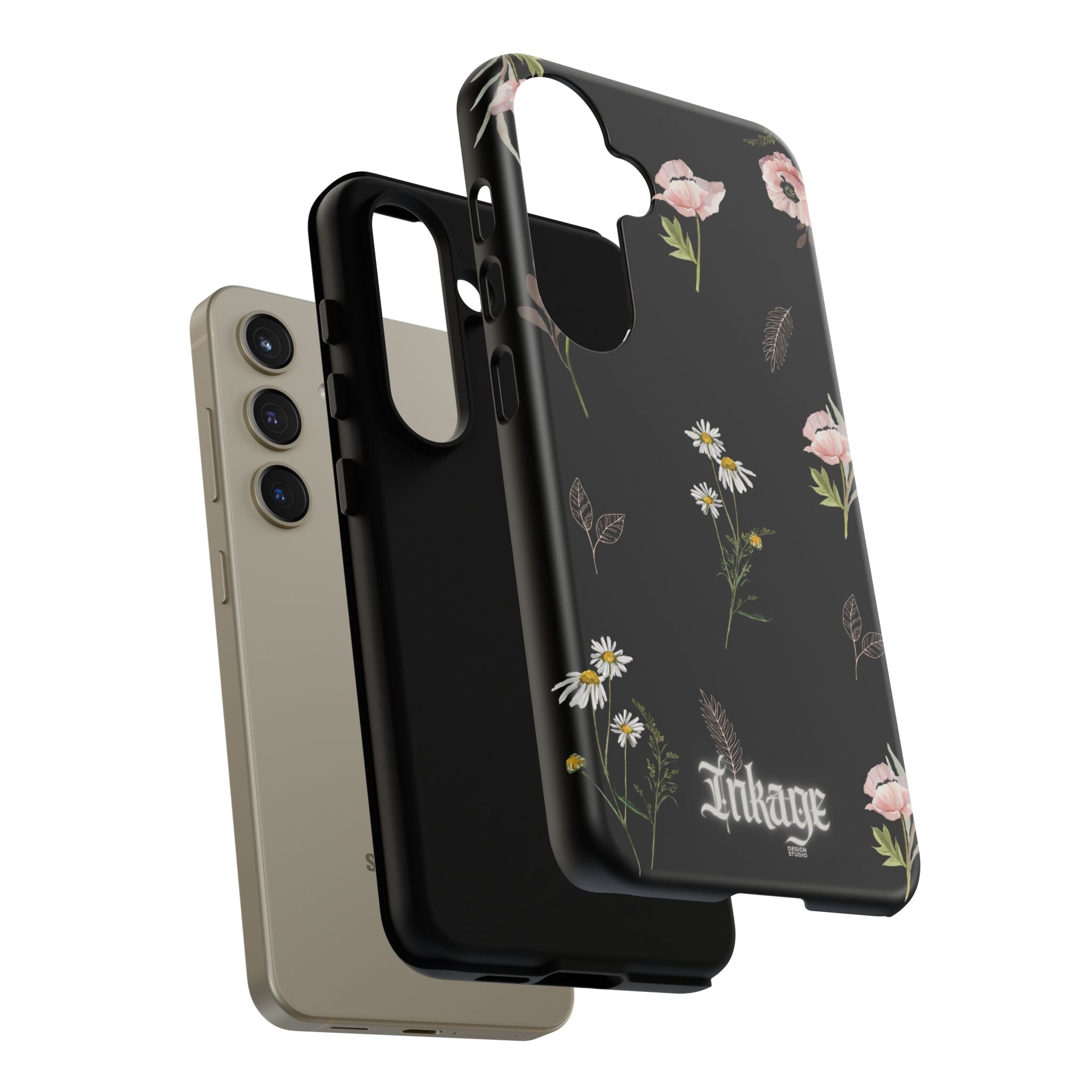 Elegant Black Floral Tough Phone Cases (Minimal)