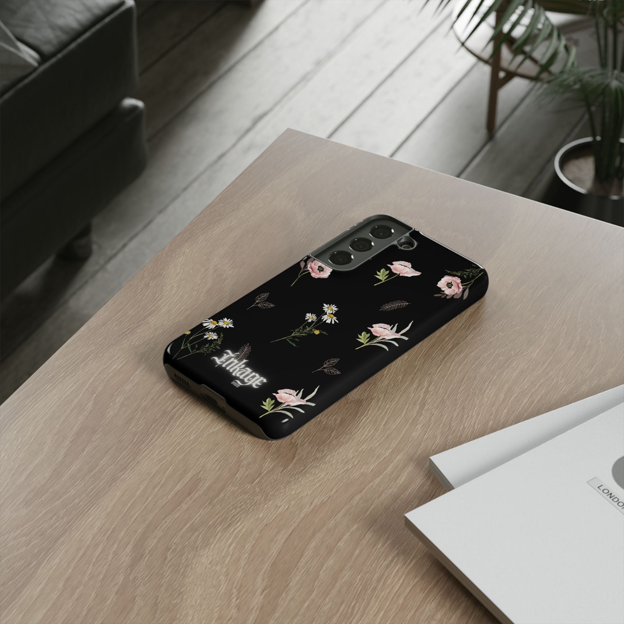 Elegant Black Florals Tough Phone Cases (Minimal)