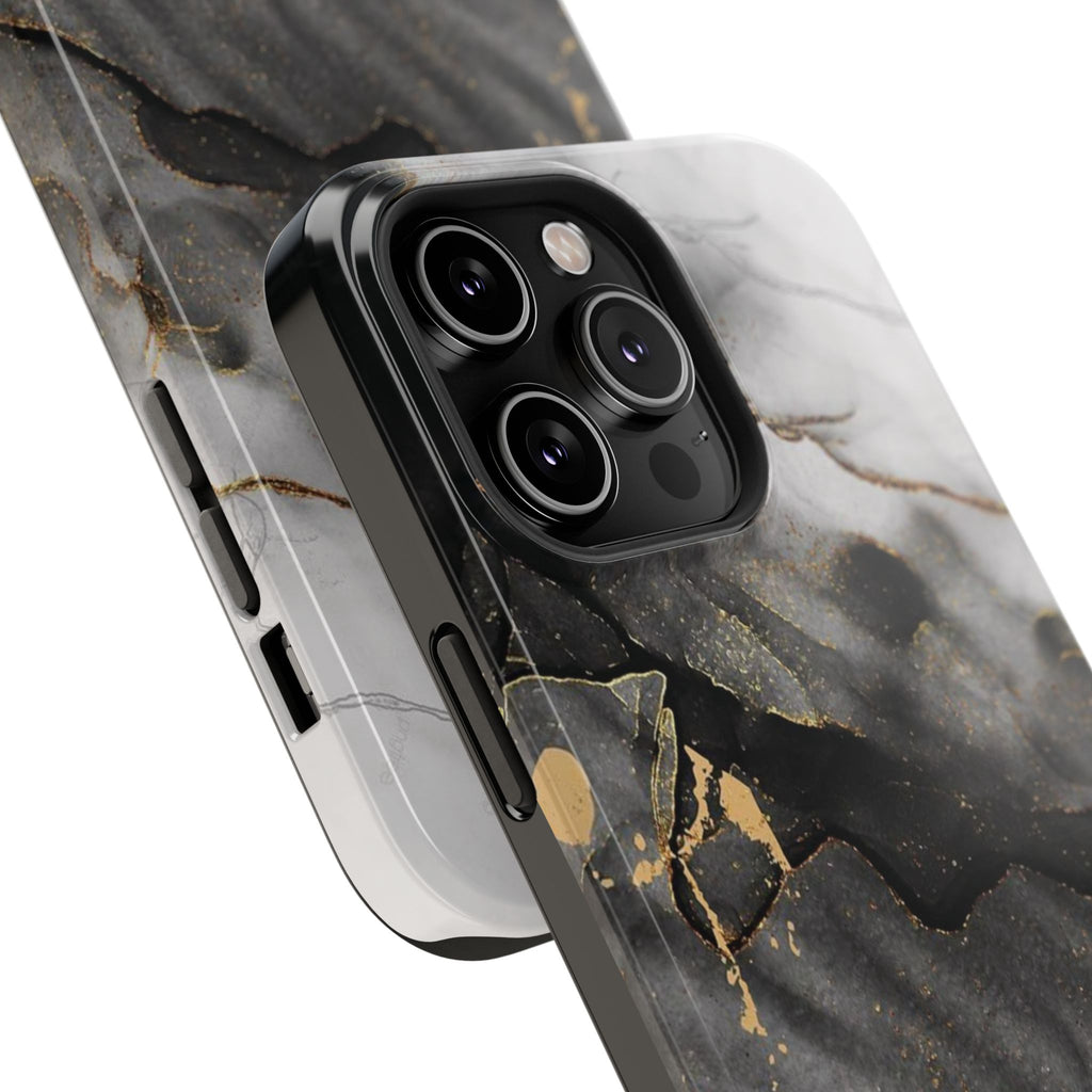 White Noir Marble Gold Foil Magnetic Phone Cases (Minimal)
