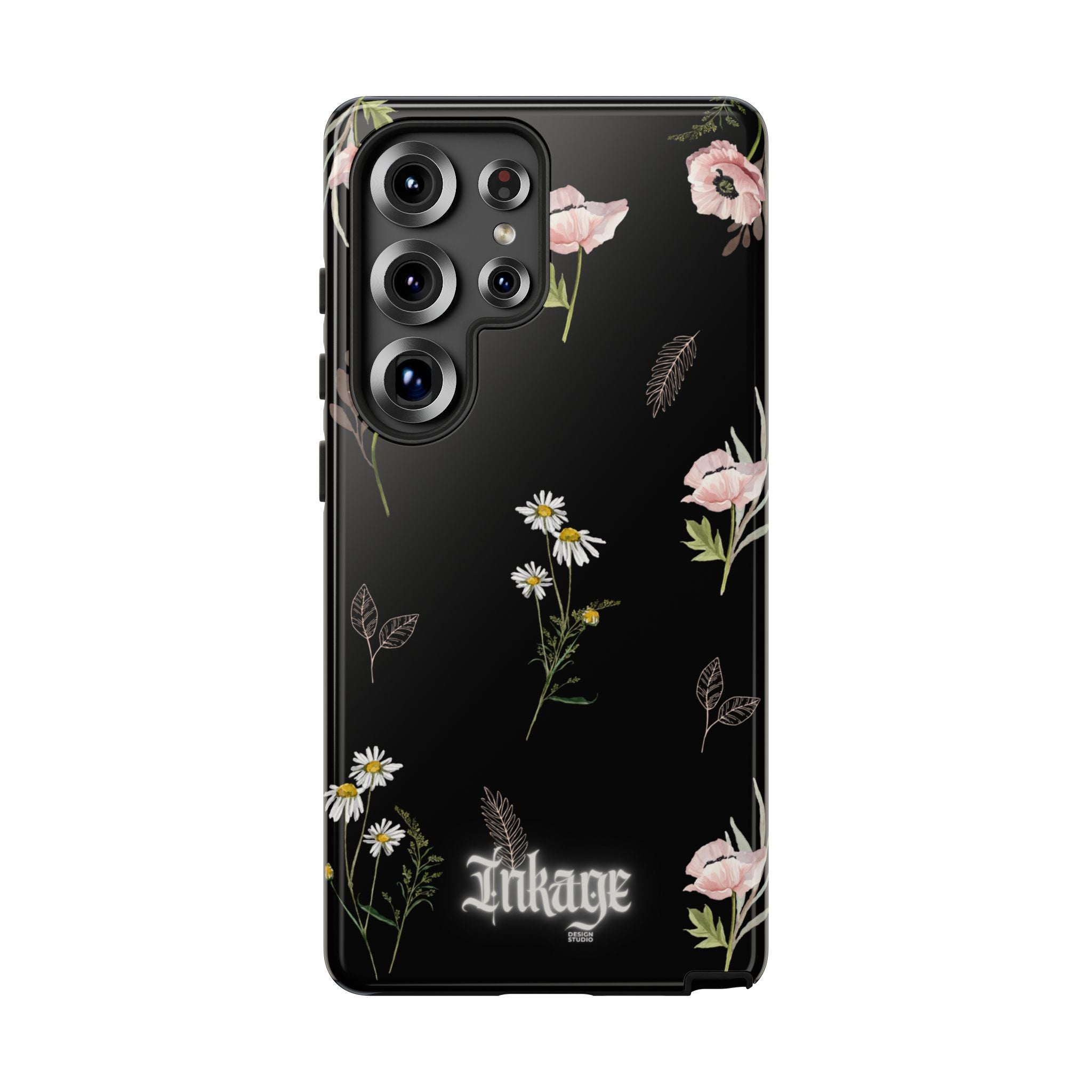 Elegant Black Floral Tough Phone Cases (Minimal)