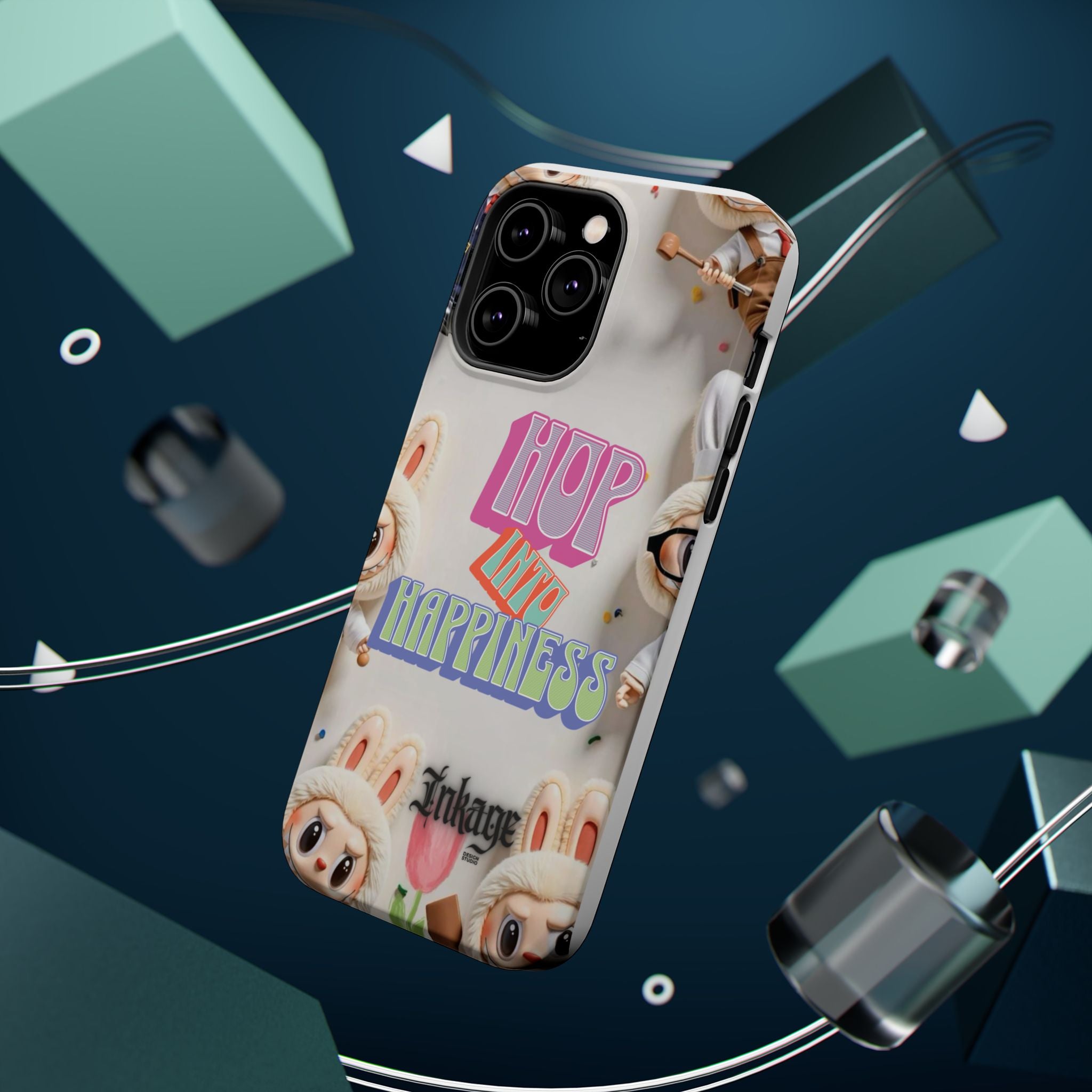 "Hop Into Happiness" Quote Magnetic Phone Case (Animation)
