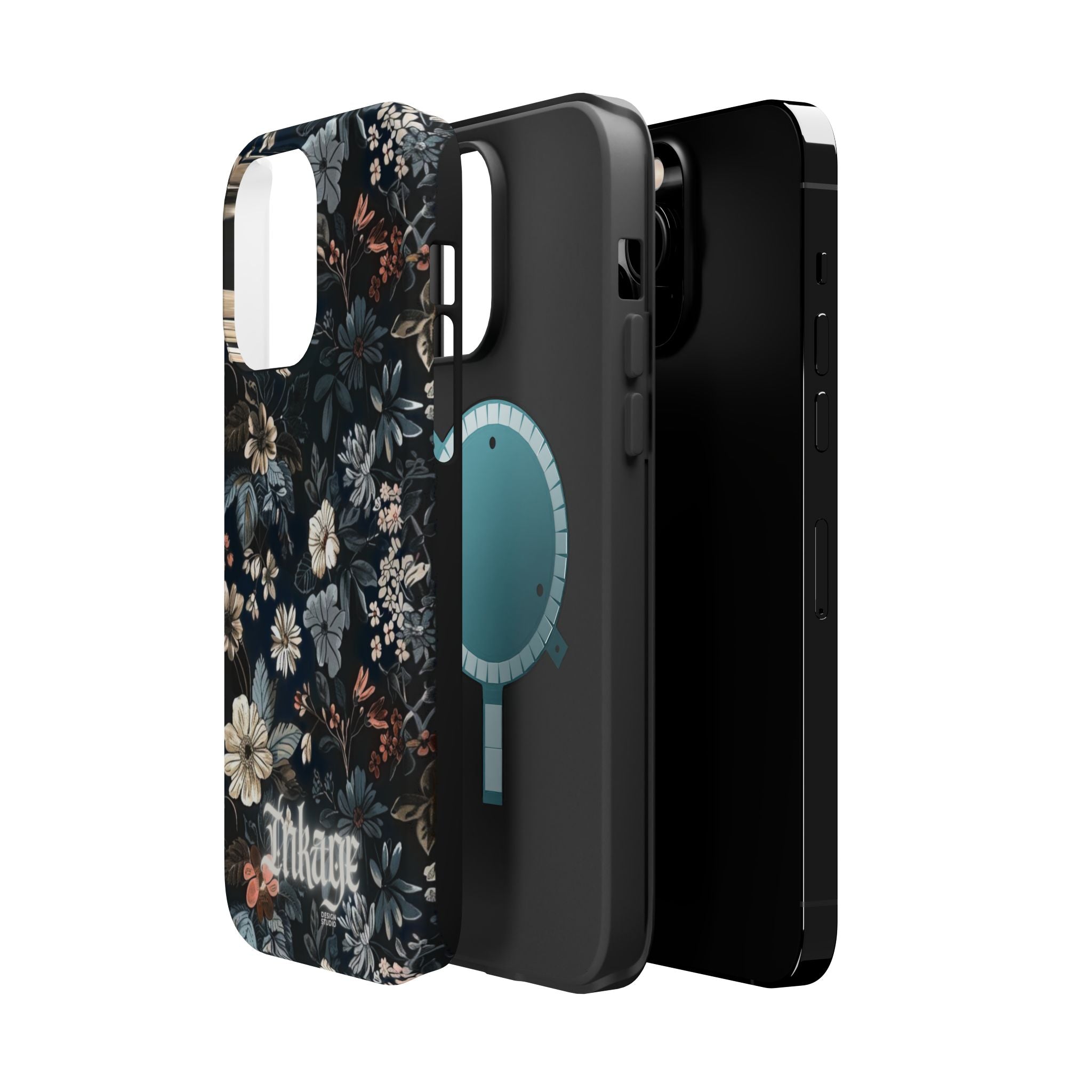 Black Florals Magnetic Phone Cases (Minimal)
