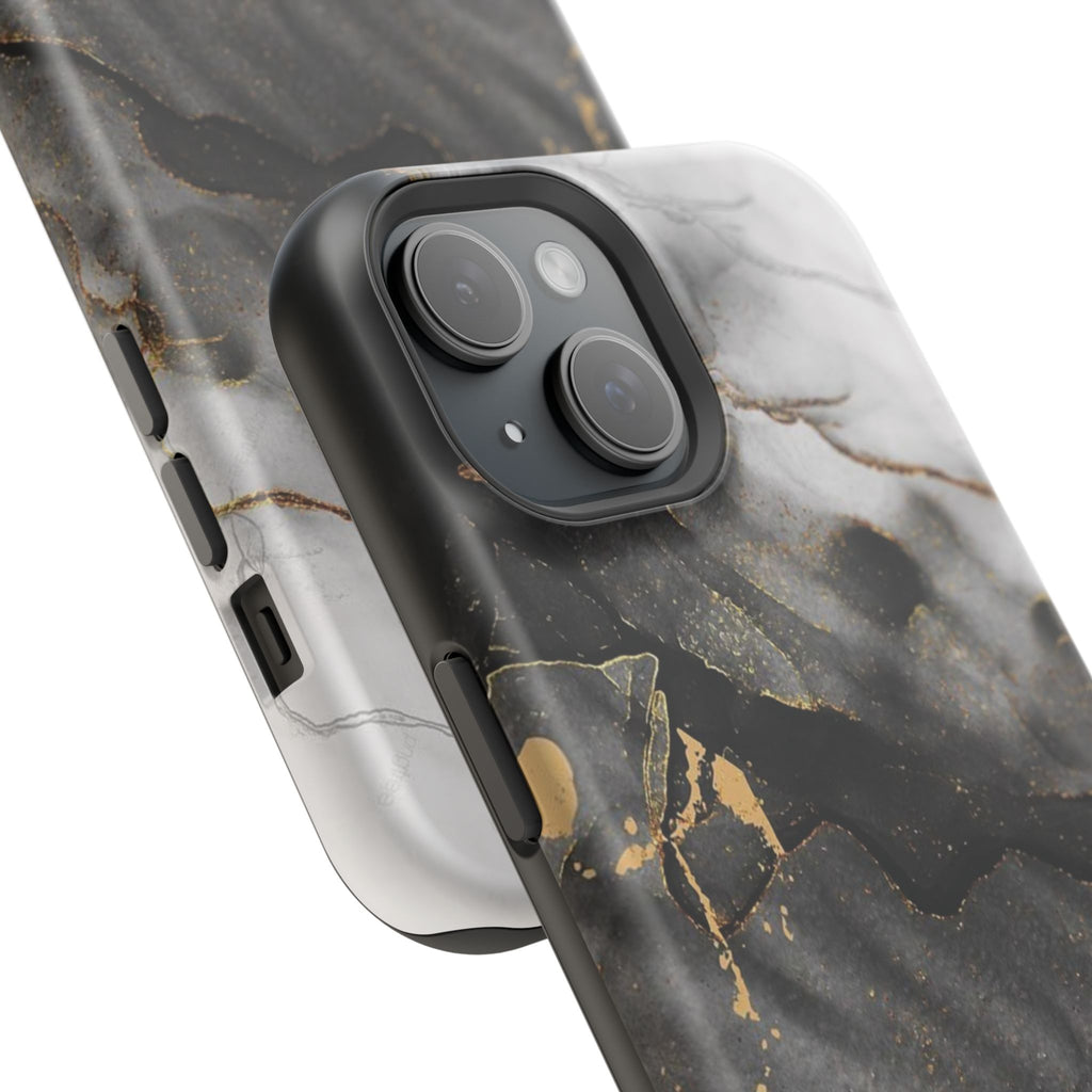White Noir Marble Gold Foil Magnetic Phone Cases (Minimal)