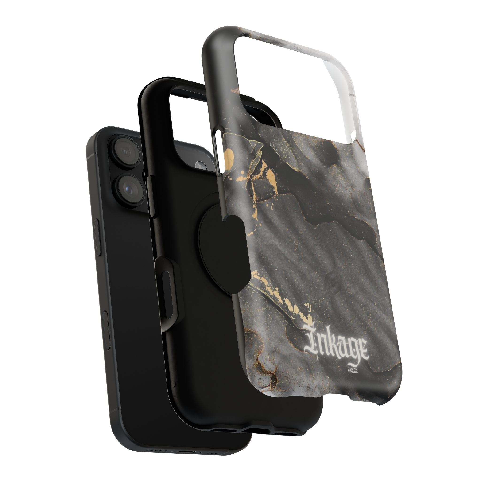 White Noir Marble Gold Foil Magnetic Phone Cases (Minimal)
