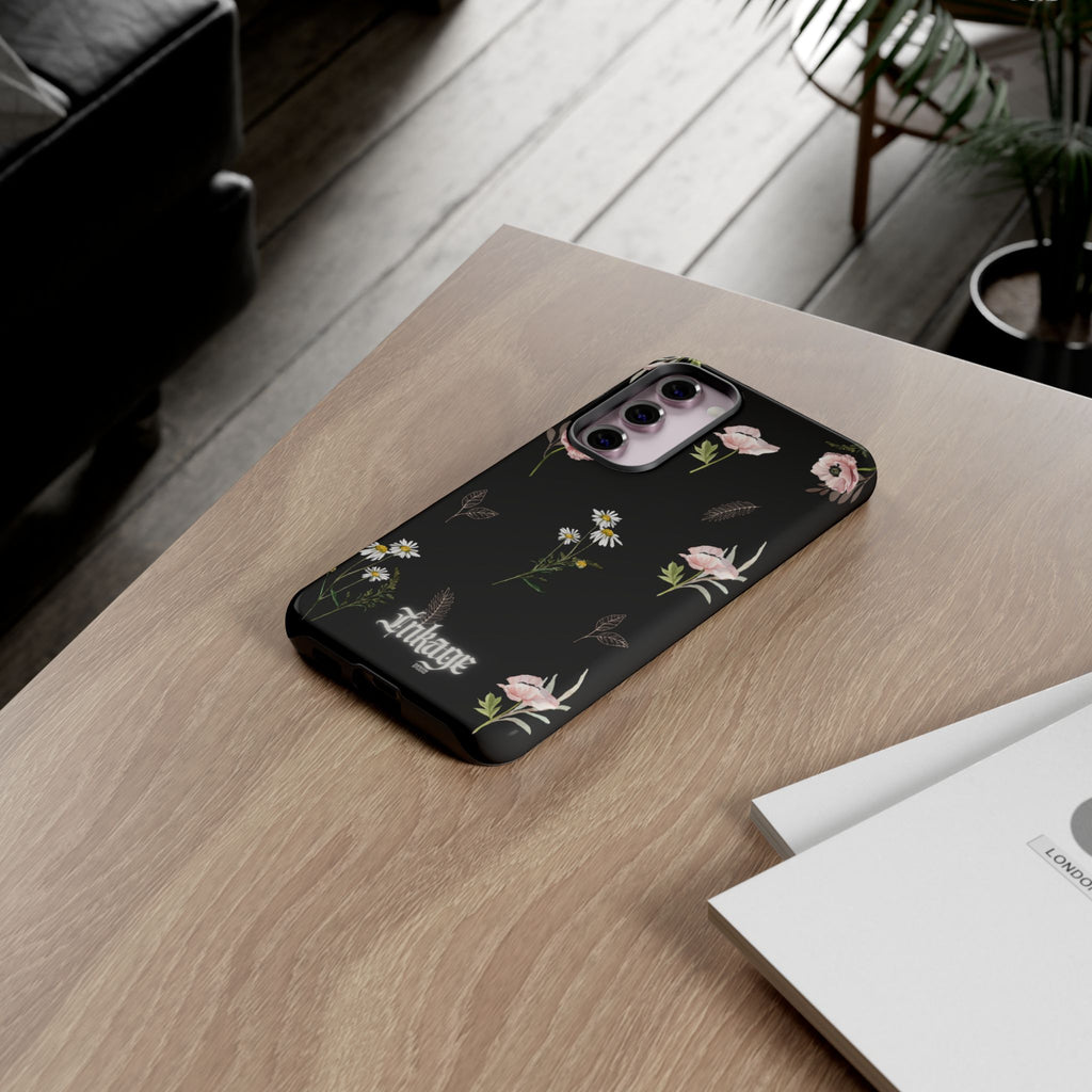 Elegant Black Floral Tough Phone Cases (Minimal)