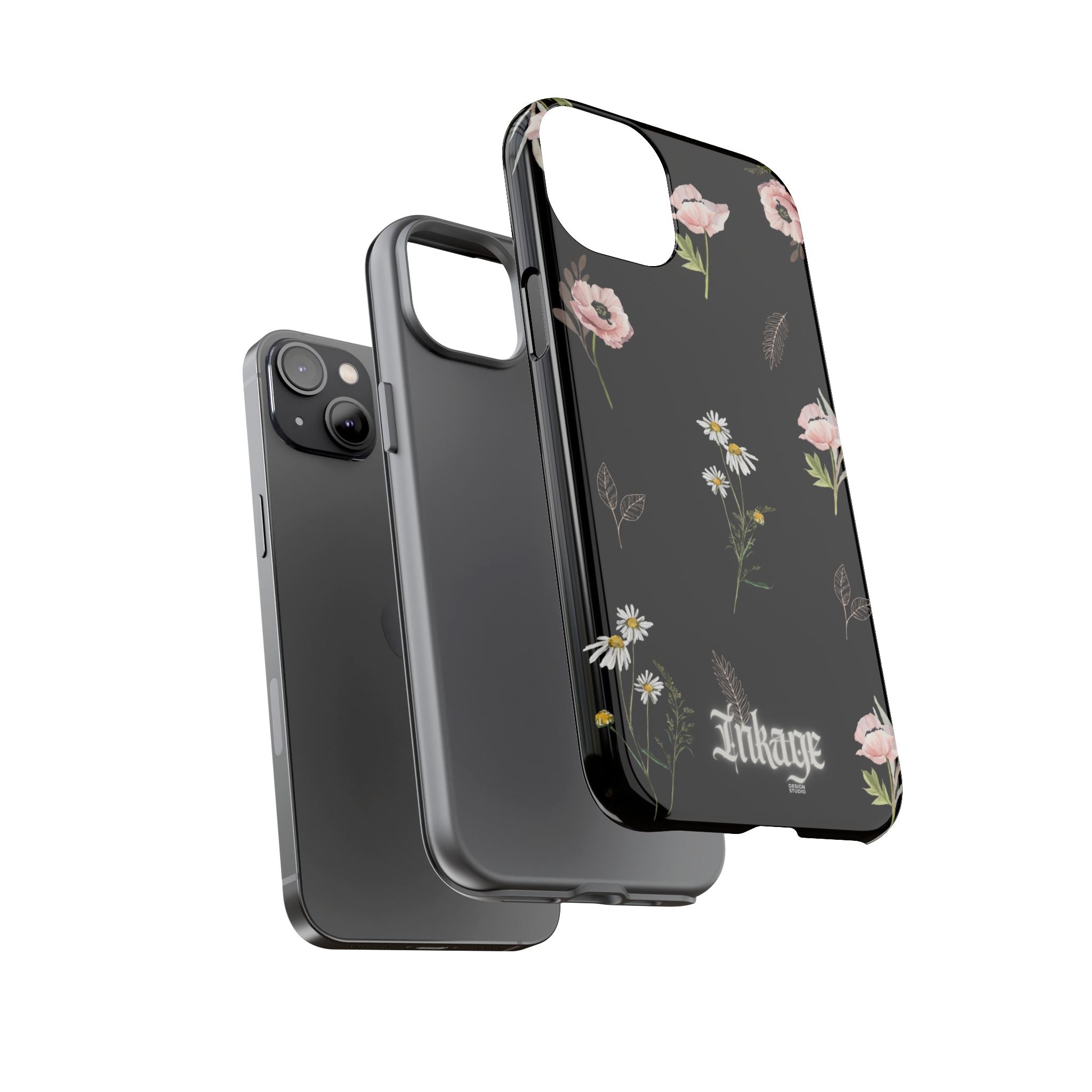 Elegant Black Floral Tough Phone Cases (Minimal)