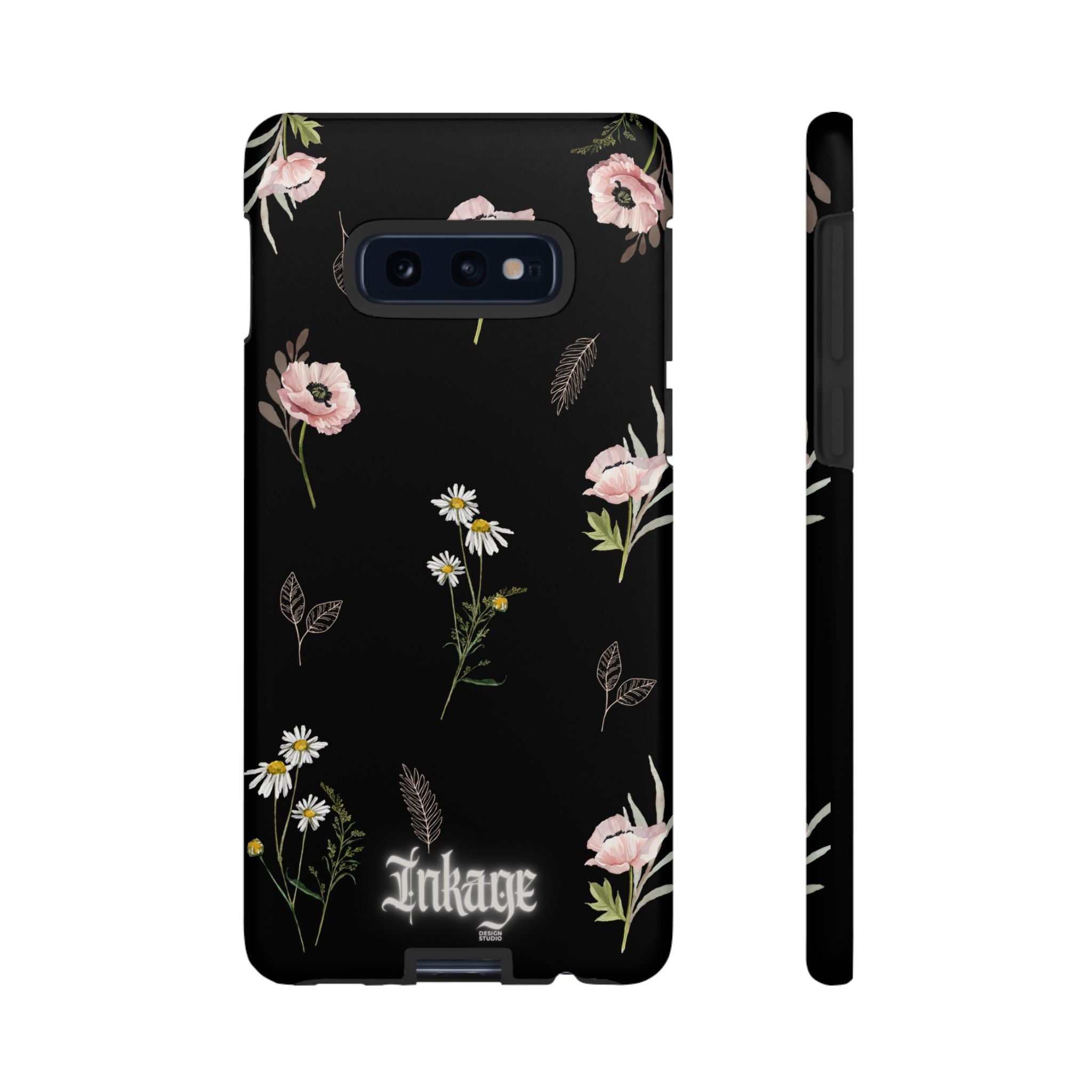 Elegant Black Floral Tough Phone Cases (Minimal)