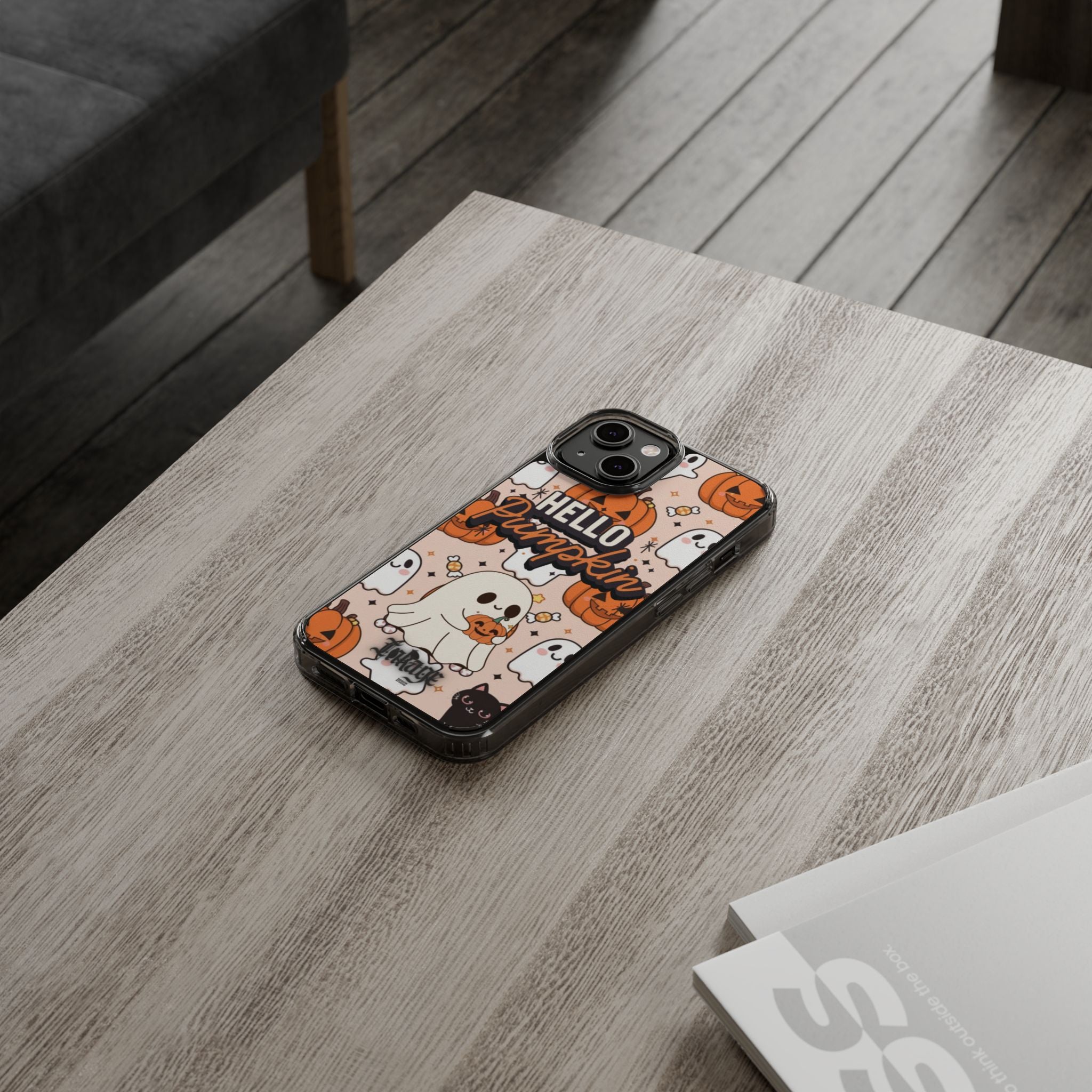 Cute Pumpkin Ghost Clear Impact Phone Case (Season)