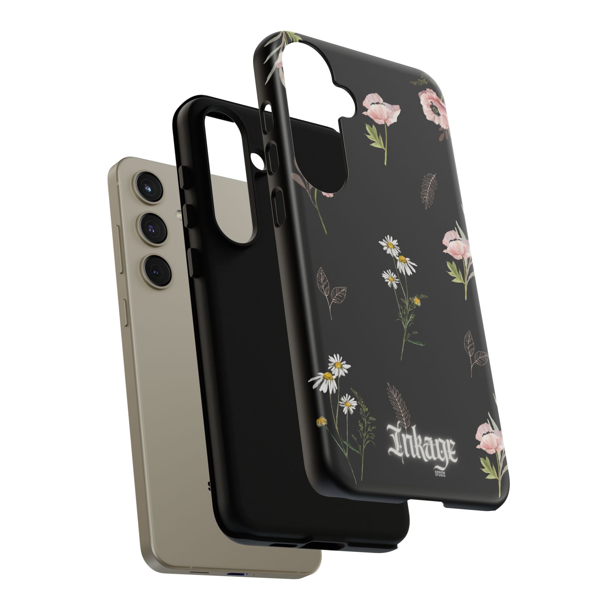 Elegant Black Floral Tough Phone Cases (Minimal)