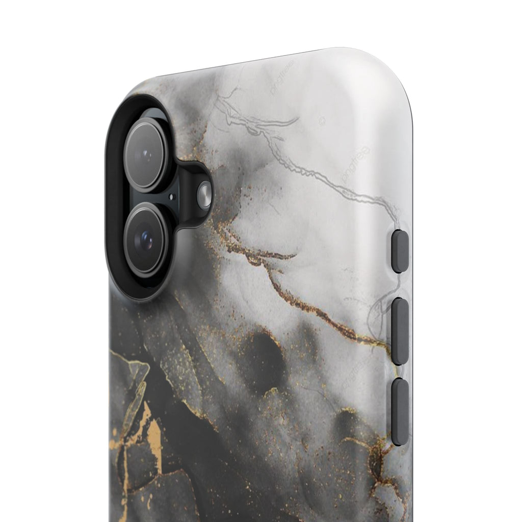 White Noir Marble Gold Foil Magnetic Phone Cases (Minimal)