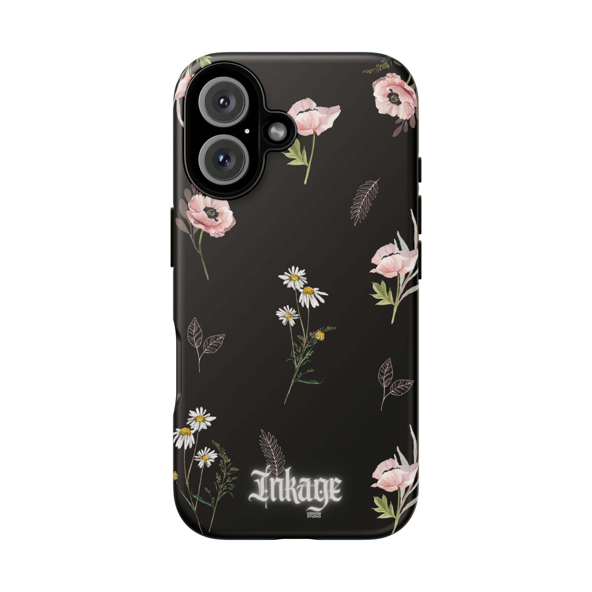 Elegant Black Floral Tough Phone Cases (Minimal)