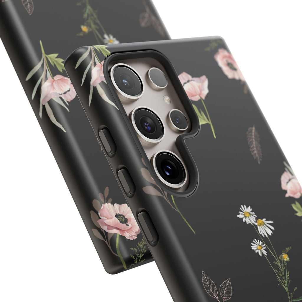 Elegant Black Floral Tough Phone Cases (Minimal)
