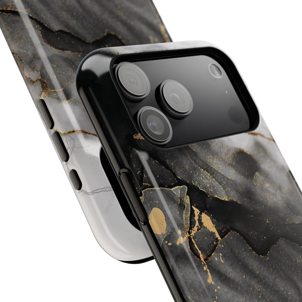 White Noir Marble Gold Foil Magnetic Phone Cases (Minimal)