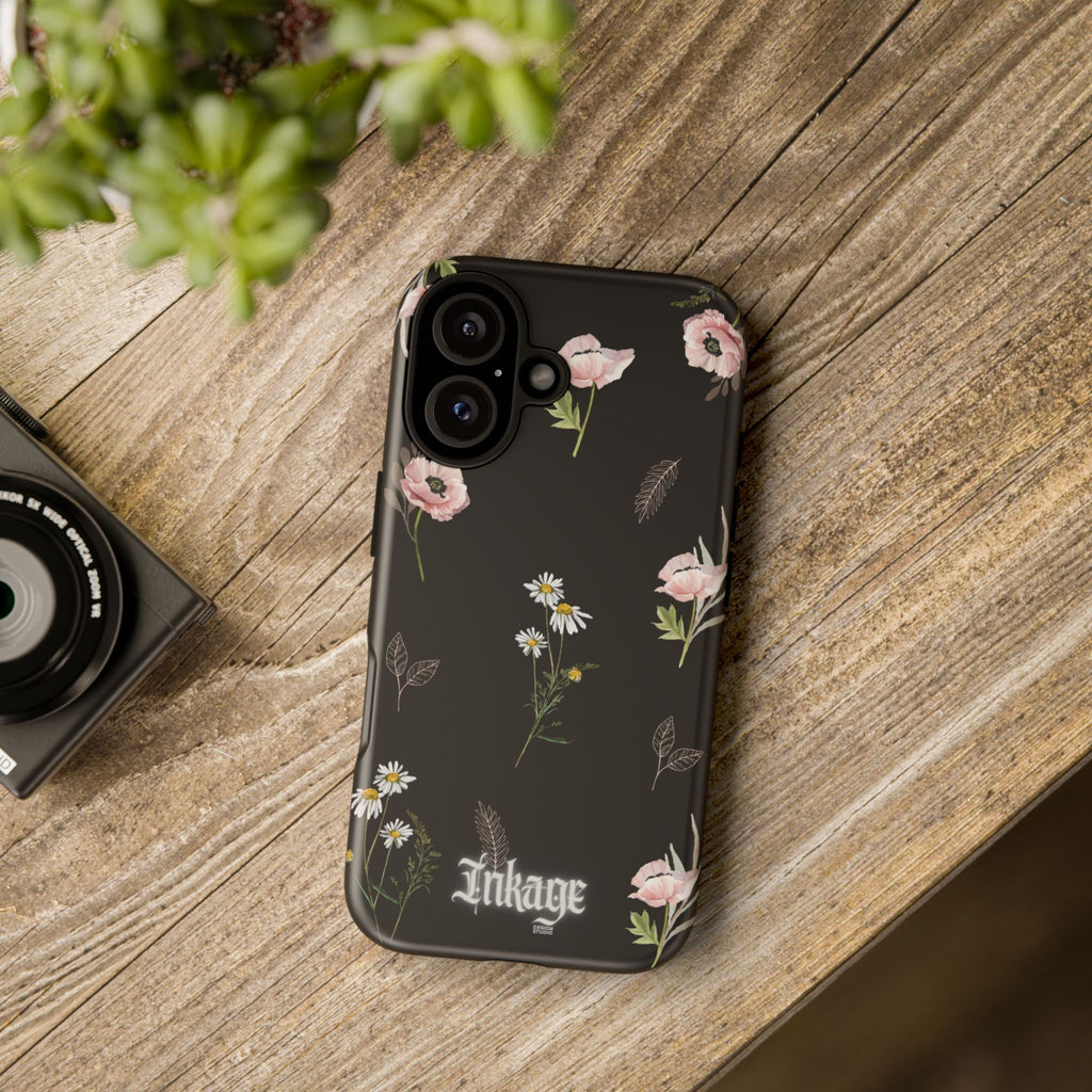 Elegant Black Floral Tough Phone Cases (Minimal)