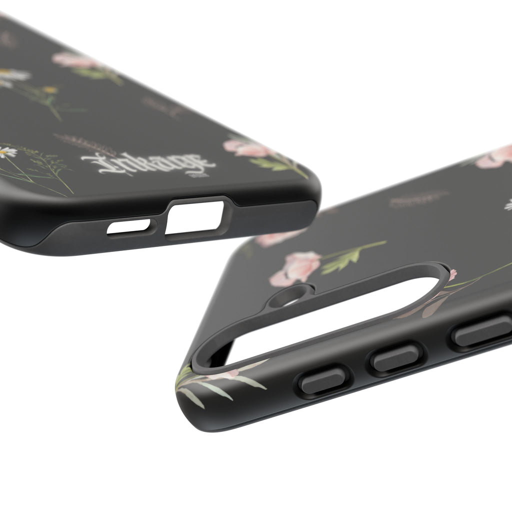Elegant Black Floral Tough Phone Cases (Minimal)