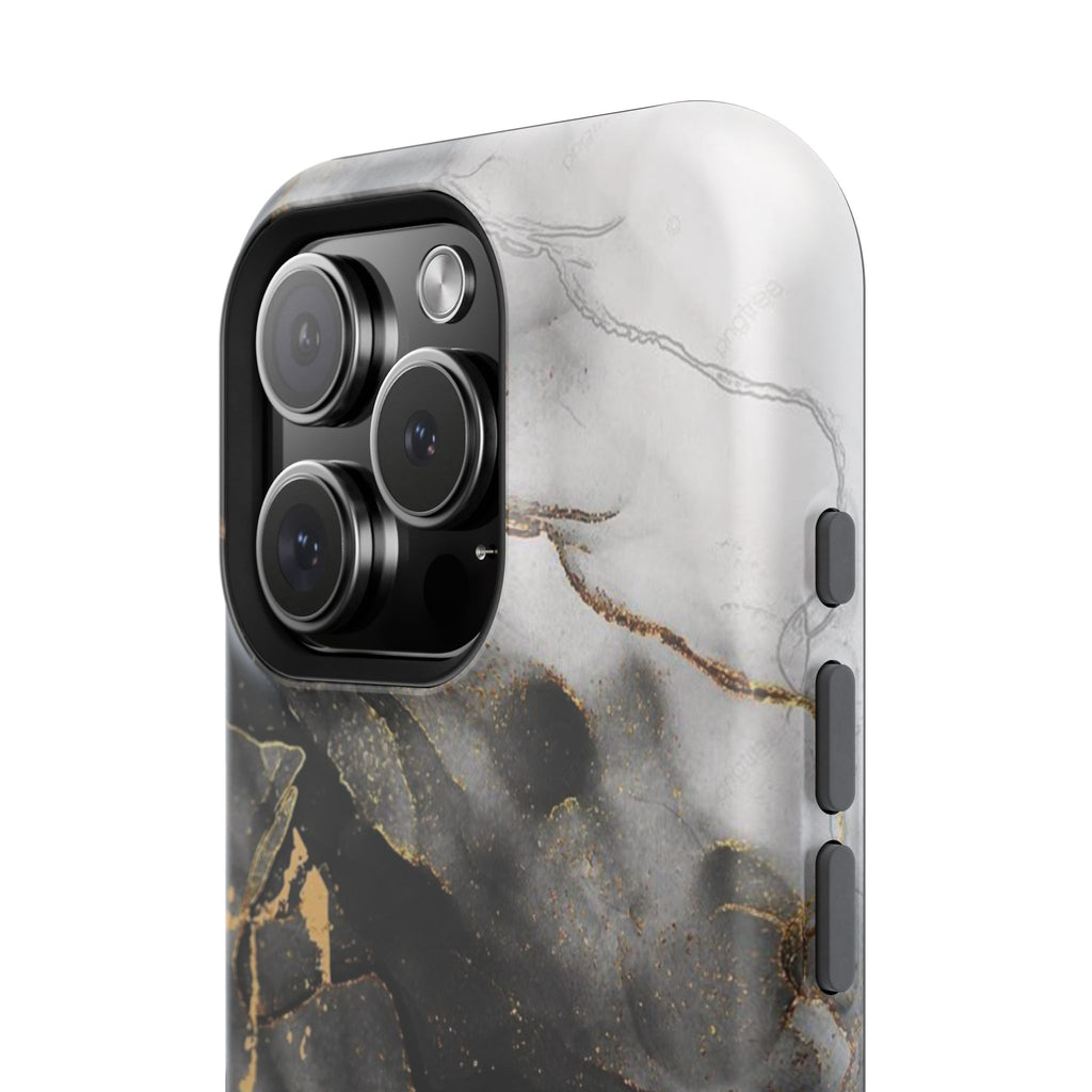 White Noir Marble Gold Foil Magnetic Phone Cases (Minimal)