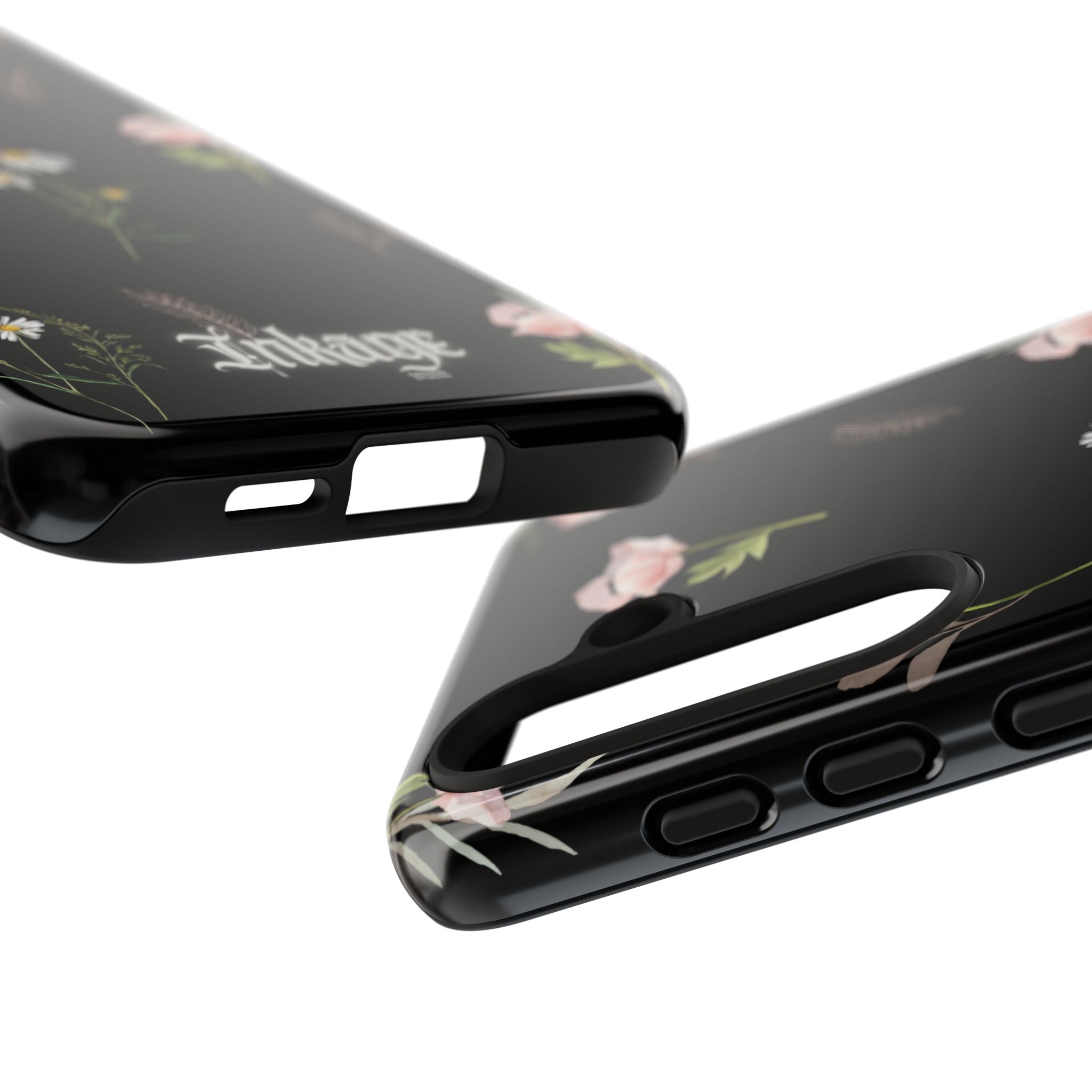 Elegant Black Floral Tough Phone Cases (Minimal)