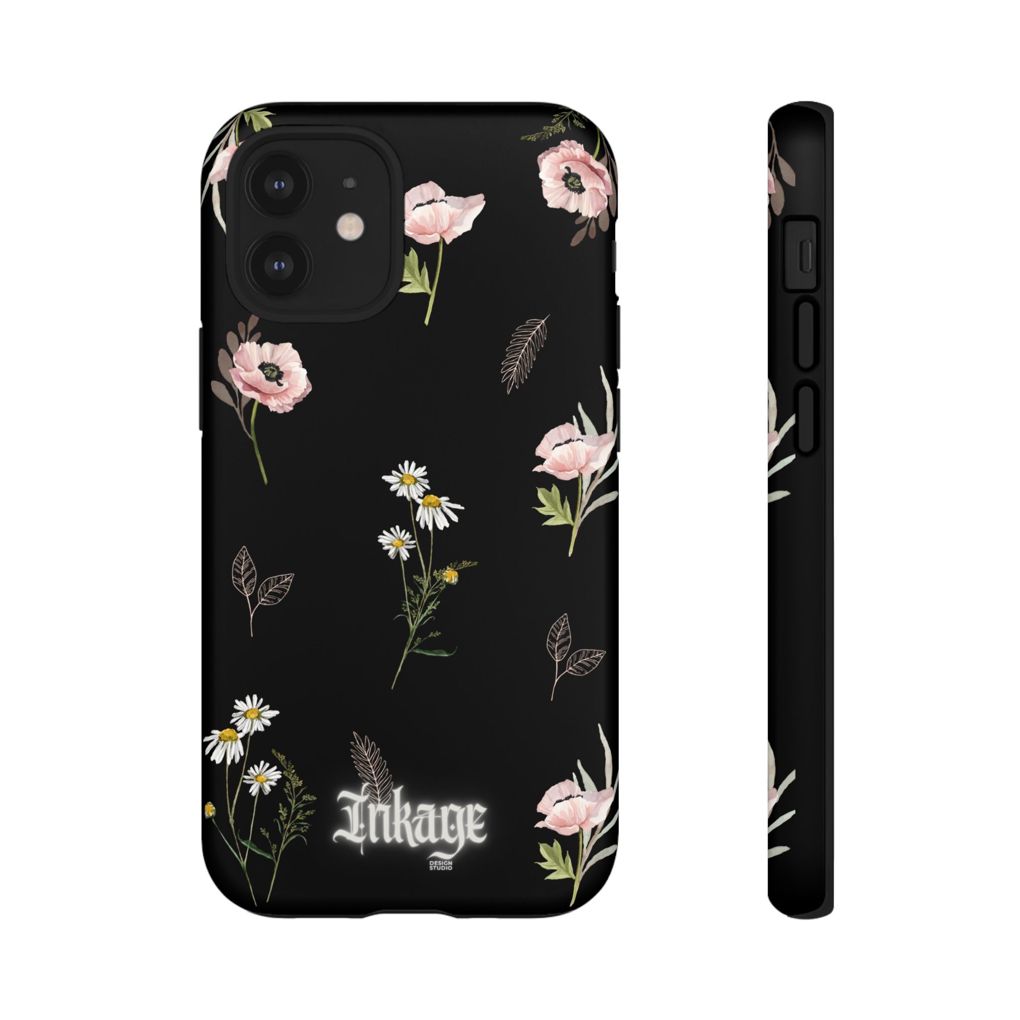 Elegant Black Floral Tough Phone Cases (Minimal)
