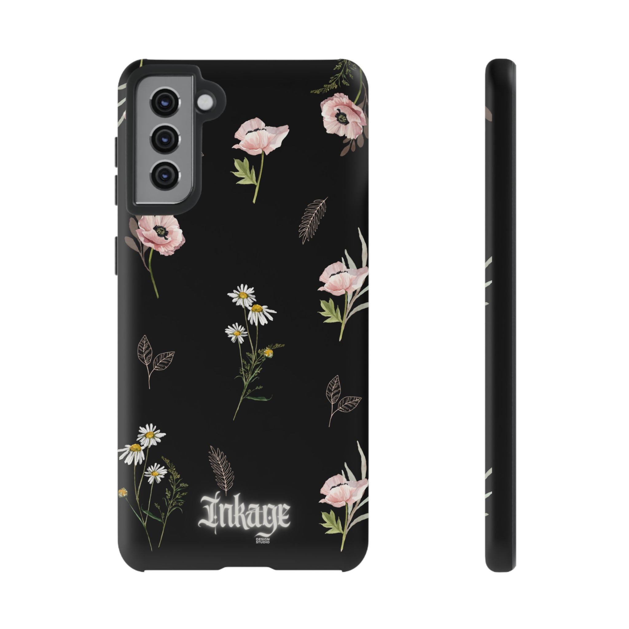 Elegant Black Floral Tough Phone Cases (Minimal)