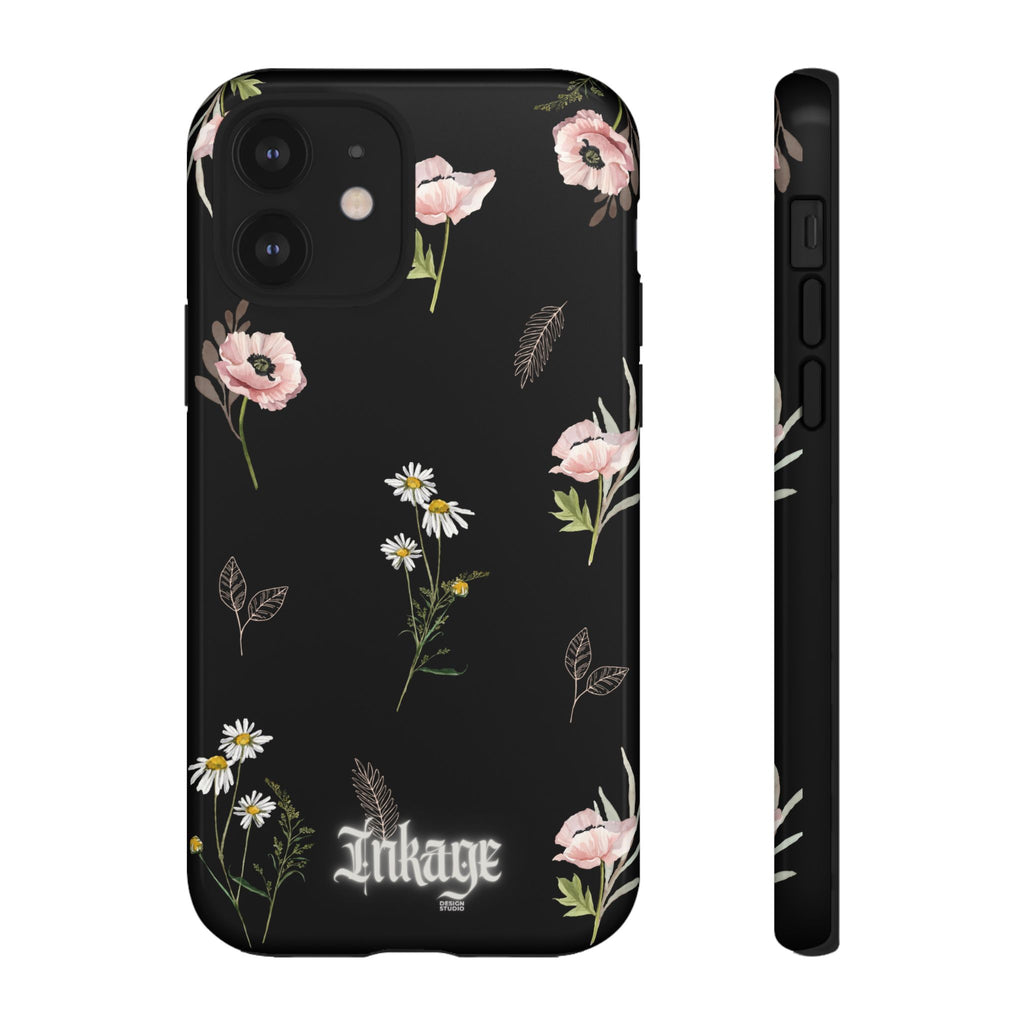 Elegant Black Floral Tough Phone Cases (Minimal)