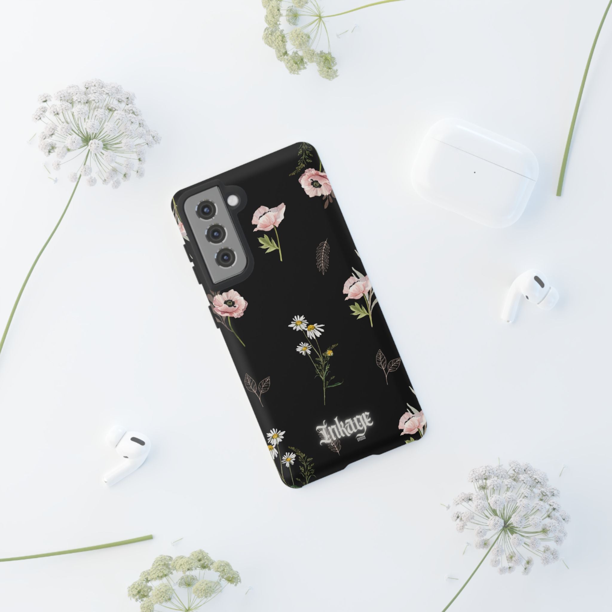 Elegant Black Florals Tough Phone Cases (Minimal)