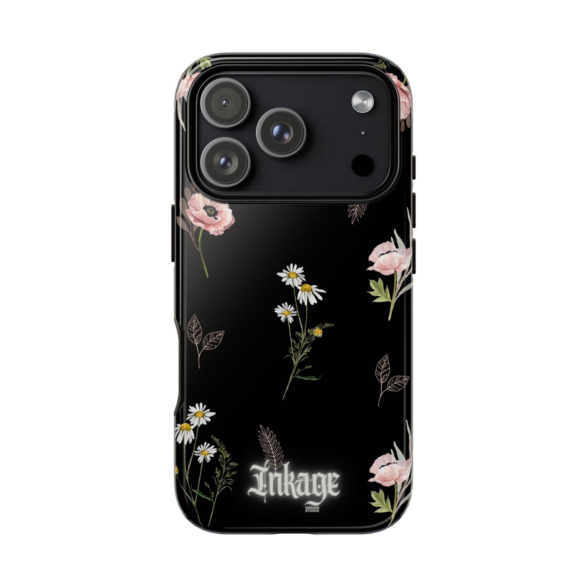 Elegant Black Floral Tough Phone Cases (Minimal)
