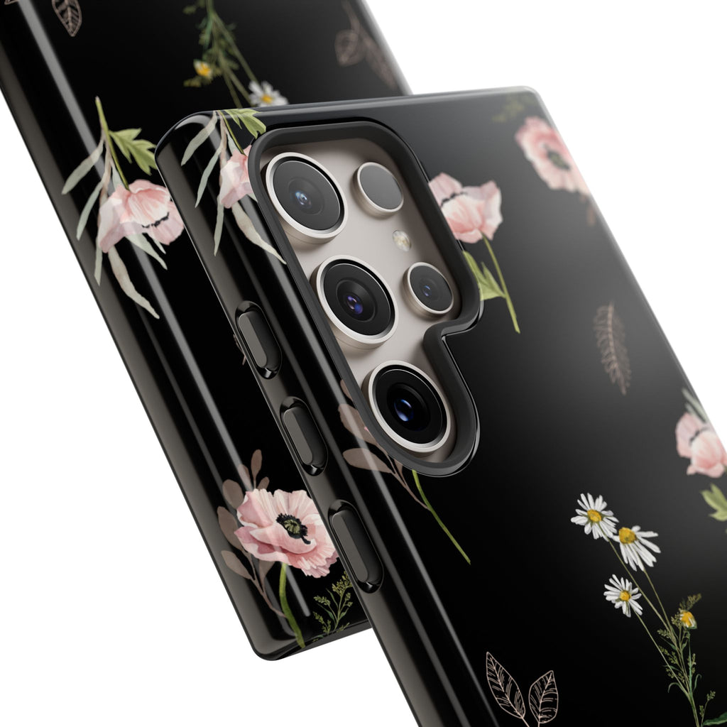 Elegant Black Floral Tough Phone Cases (Minimal)