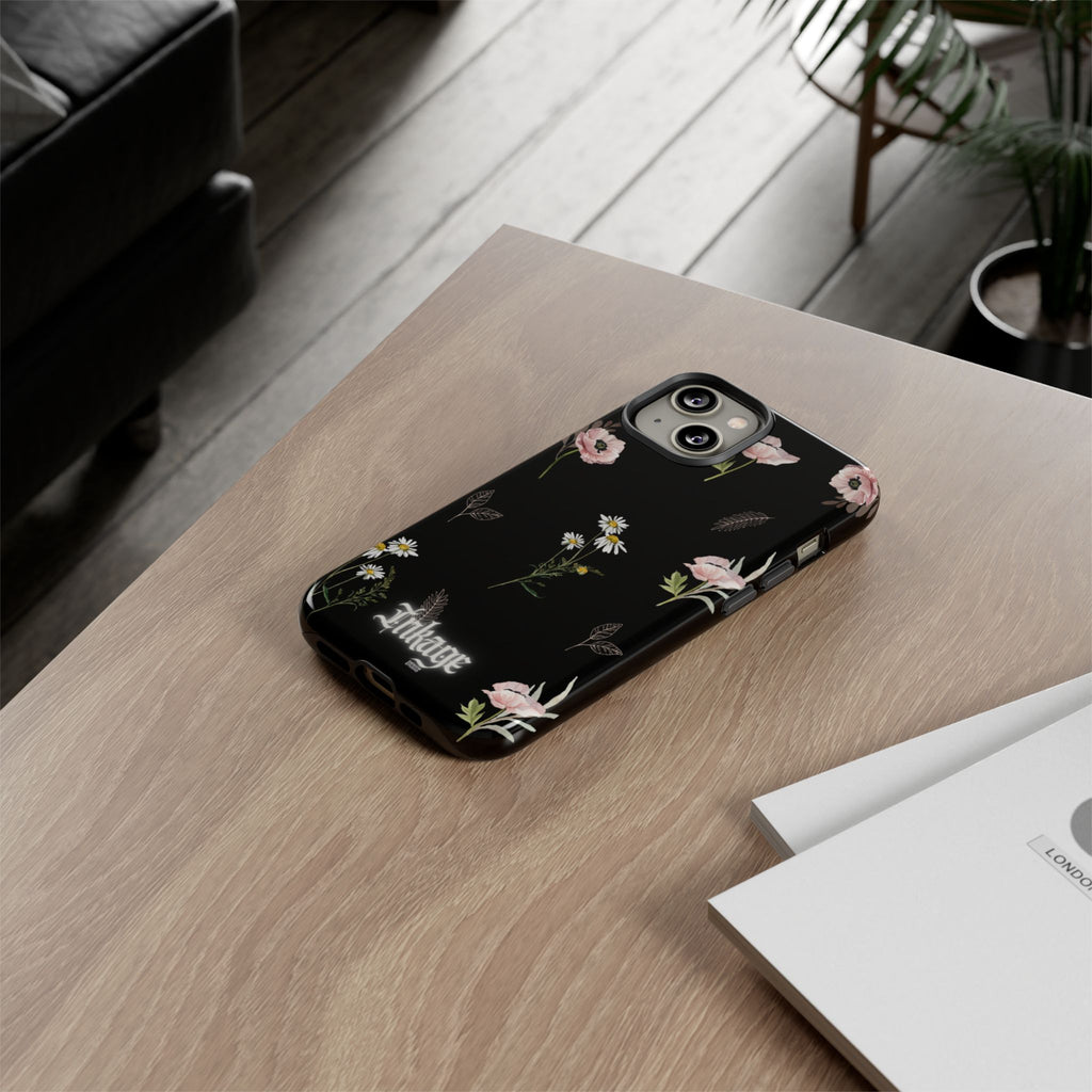 Elegant Black Floral Tough Phone Cases (Minimal)