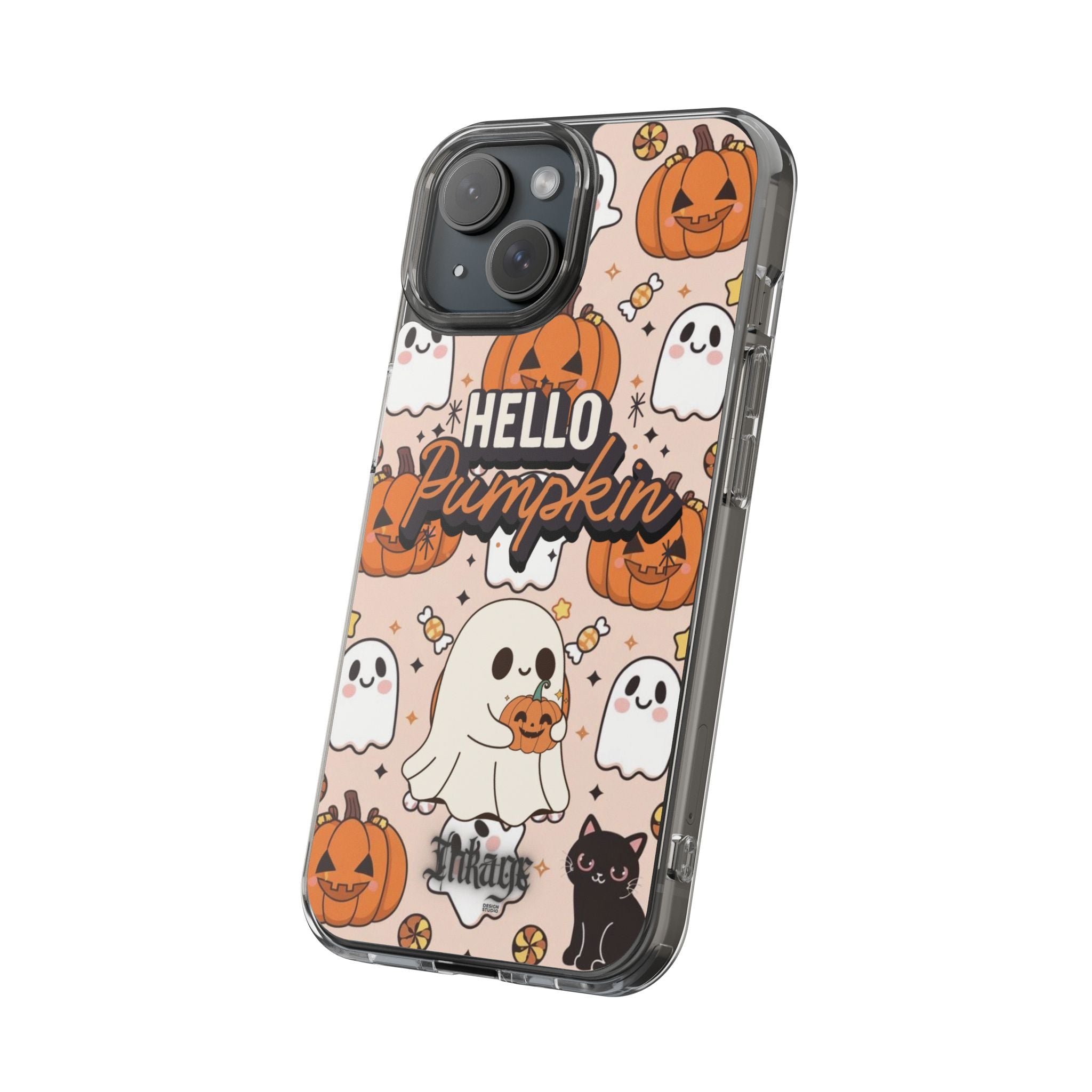 Cute Pumpkin Ghost Clear Impact Phone Case (Season)