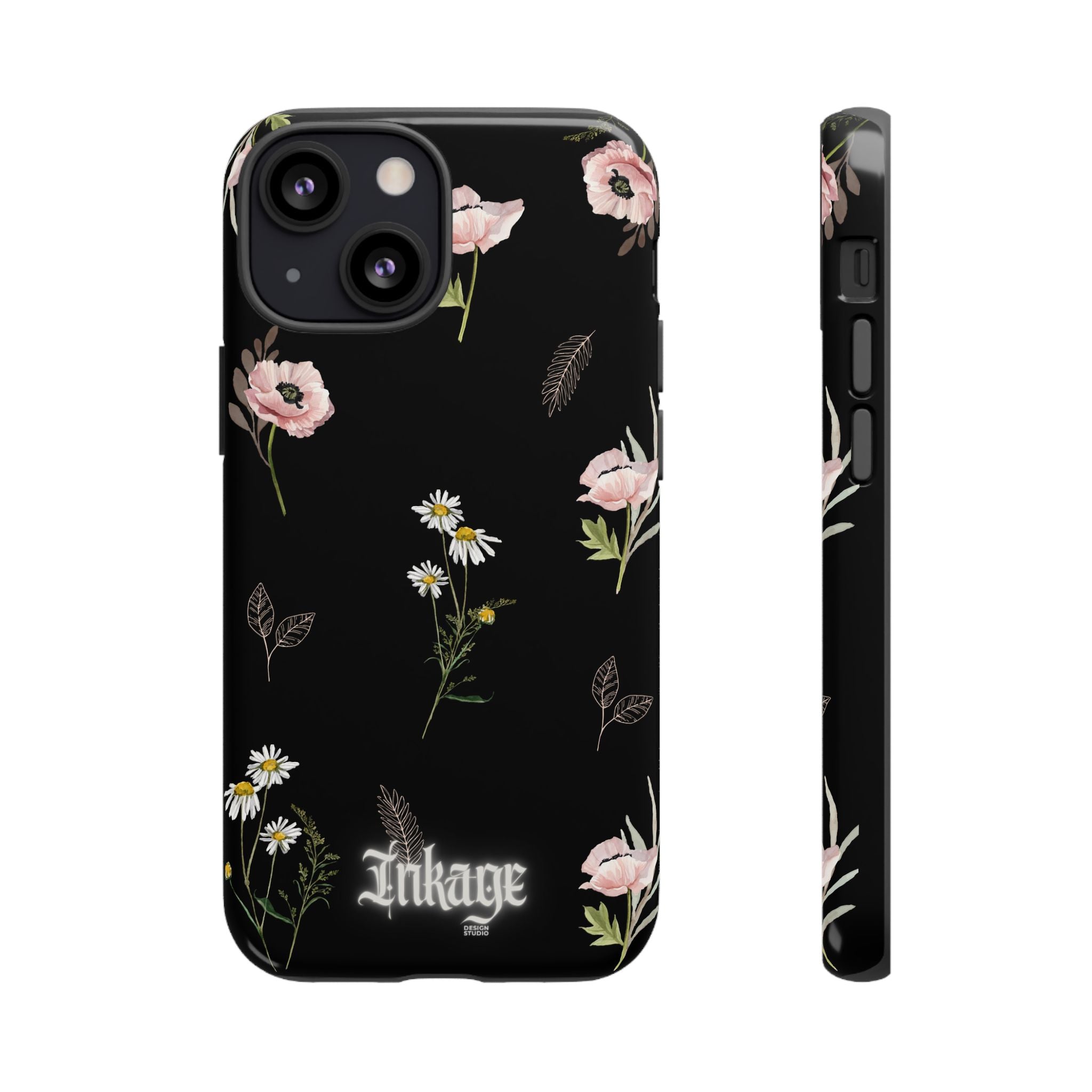 Elegant Black Floral Tough Phone Cases (Minimal)