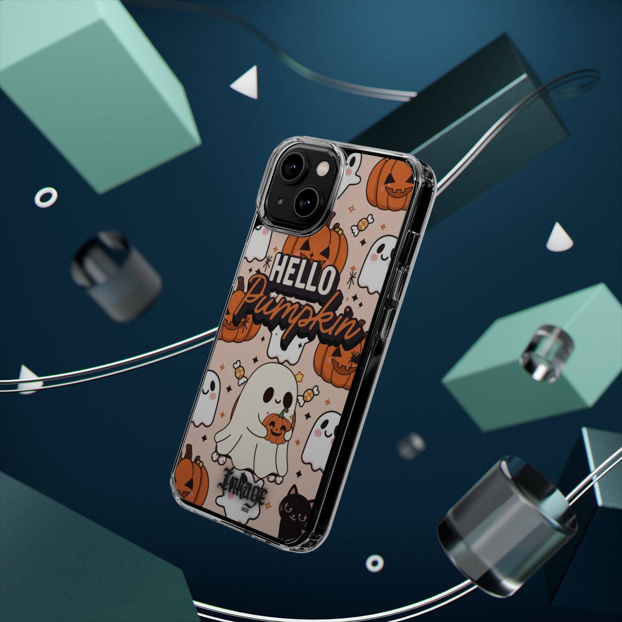 Cute Pumpkin Ghost Clear Impact Phone Case (Season)