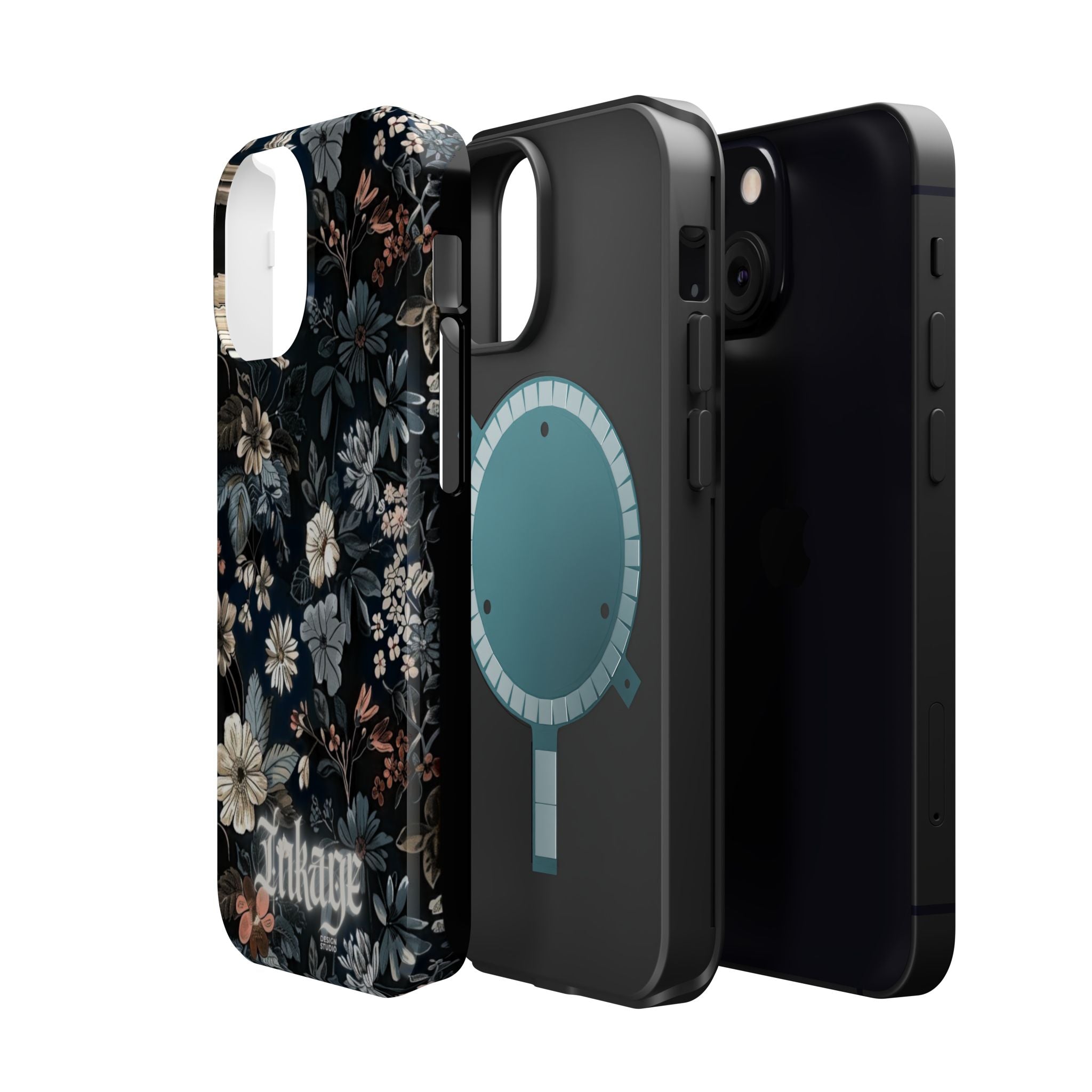 Black Florals Magnetic Phone Cases (Minimal)