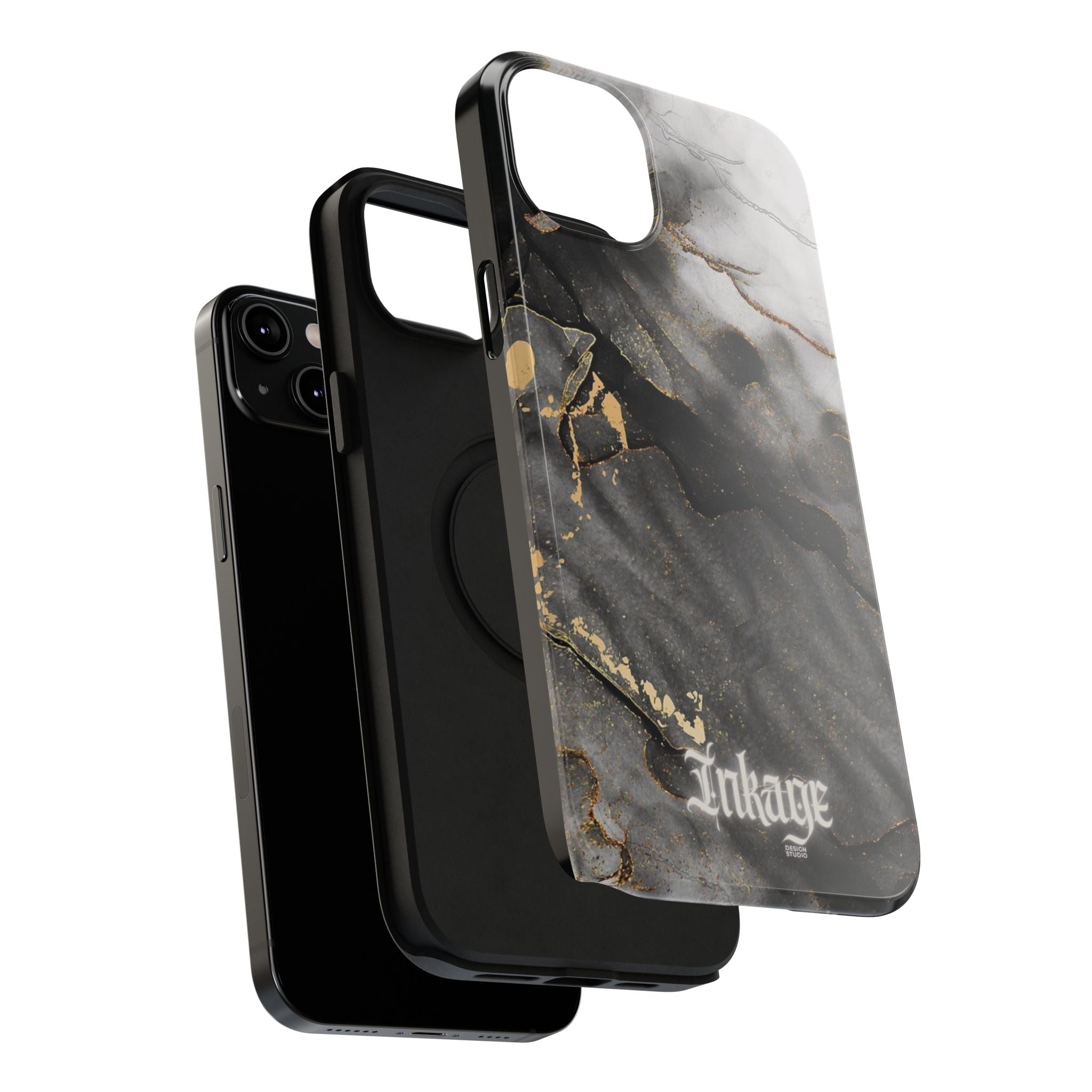 White Noir Marble Gold Foil Magnetic Phone Cases (Minimal)