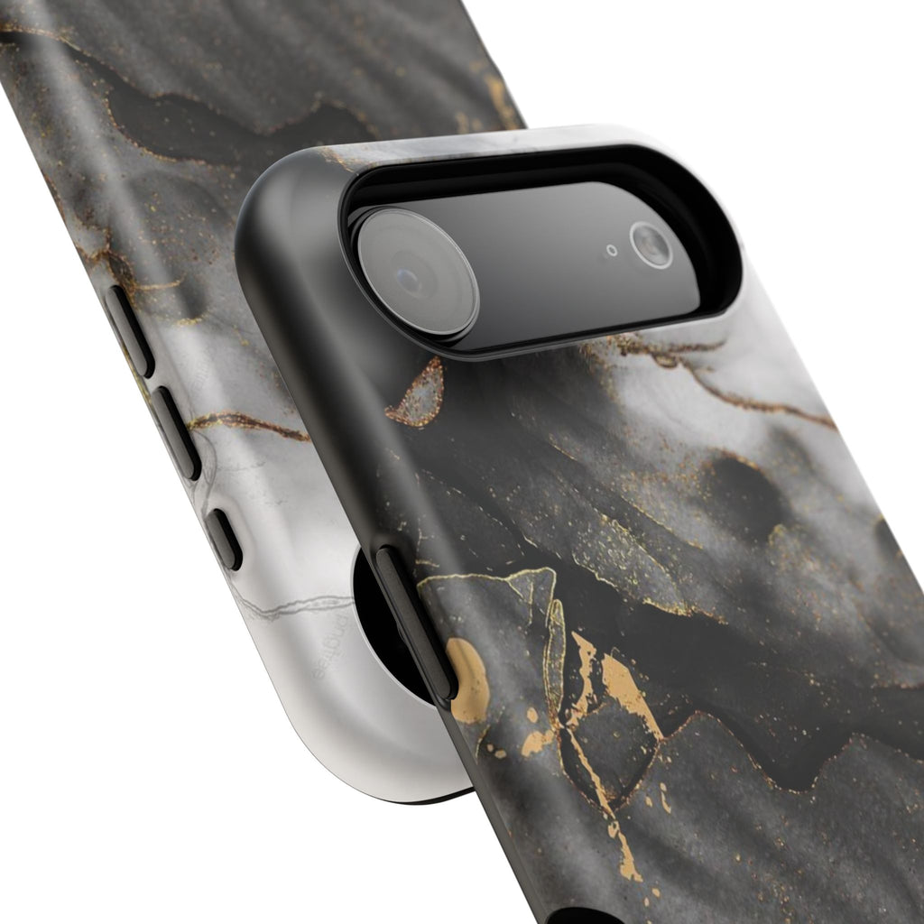 White Noir Marble Gold Foil Magnetic Phone Cases (Minimal)